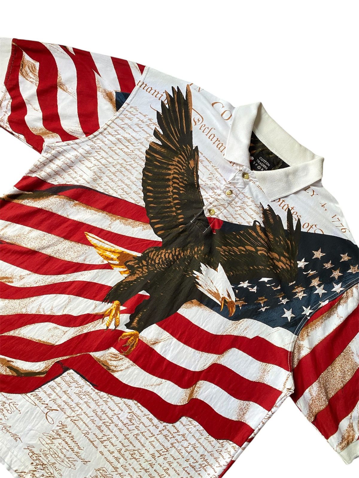Cotton Traders × Vintage Cotton Traders USA Flag Eagle AOP Polo Shirt Size US XL / EU 56 / 4 - 3 Thumbnail