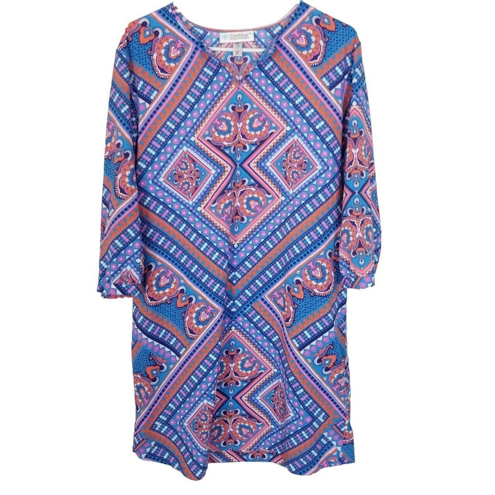 Cool Shirtz Coolibar Womens Geometric Oceanside UPF 50+ Sun Dress Swim Size M / US 6-8 / IT 42-44 - 2 Thumbnail
