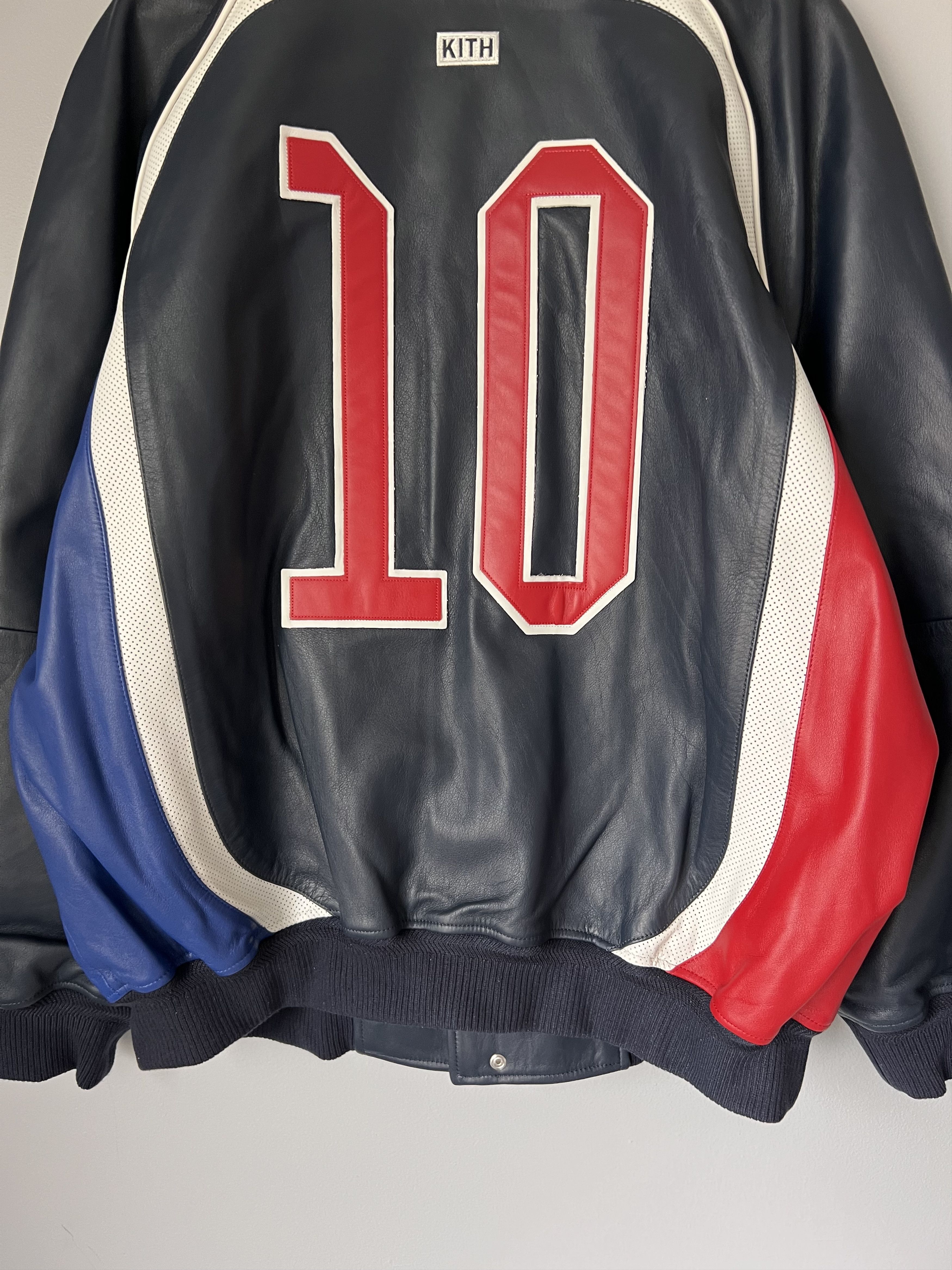 Kith Adidas Leather Football Bomber Jacket in Black