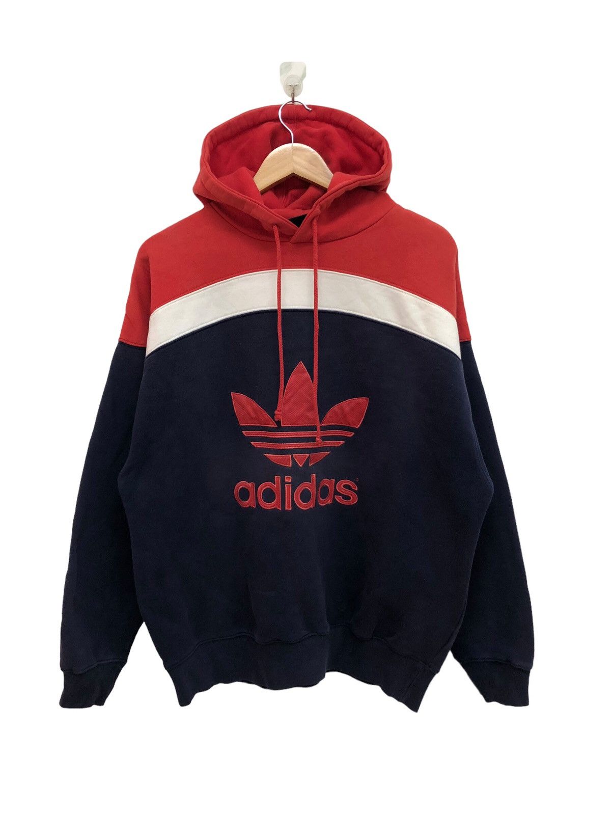 Adidas Streetwear Vintage DOPE 90s TREFOIL BIG LOGO BAGGY TRICOLOUR HOODIE Grailed