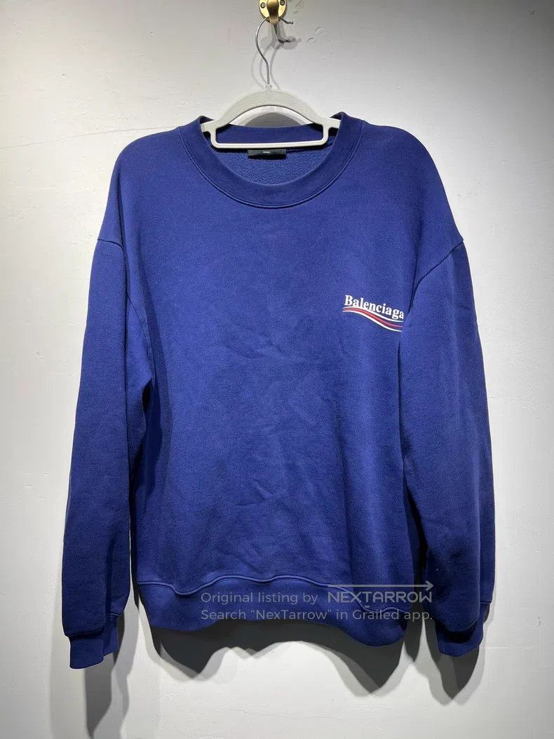 Balenciaga Balenciaga Classic Blue Wave Logo Sweatshirt Size US S / EU 44-46 / 1 - 1 Thumbnail