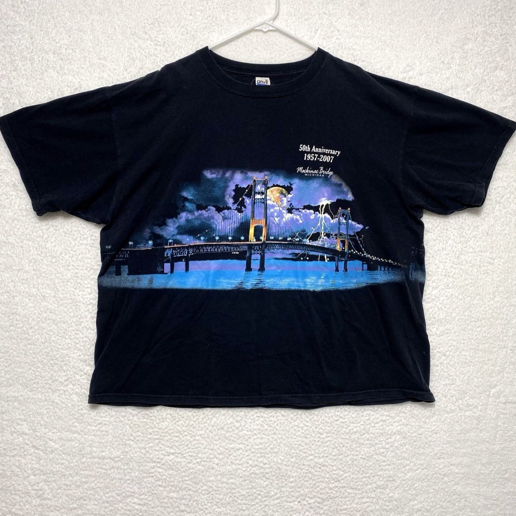 Fruit Of The Loom Fruit of the Loom Men’s Mackinaw Bridge Graphic Tee 3XL T-Shirt Black Crew Neck Short Sleeve Vintage? No Size US XXL / EU 58 / 5 - 2 Thumbnail