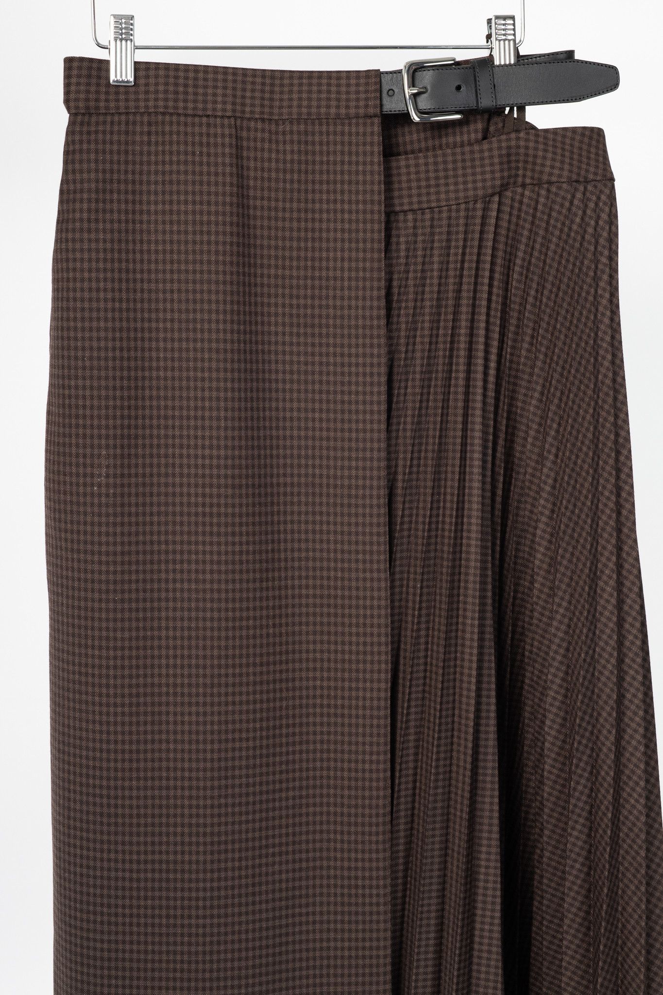 Tibi Tibi Brown Multi Jett Suiting Plaid Pleated Wrap Skirt Size 28" / US 6 / IT 42 - 3 Thumbnail