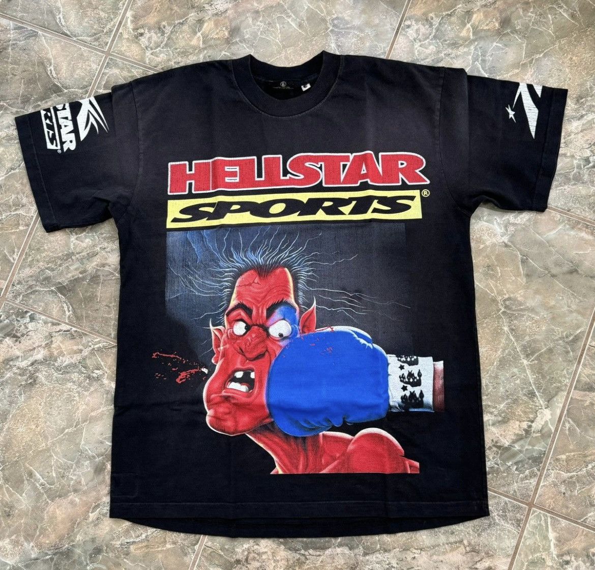 Image of Hellstar Knockout T in Black, Men's (Size 2XL)