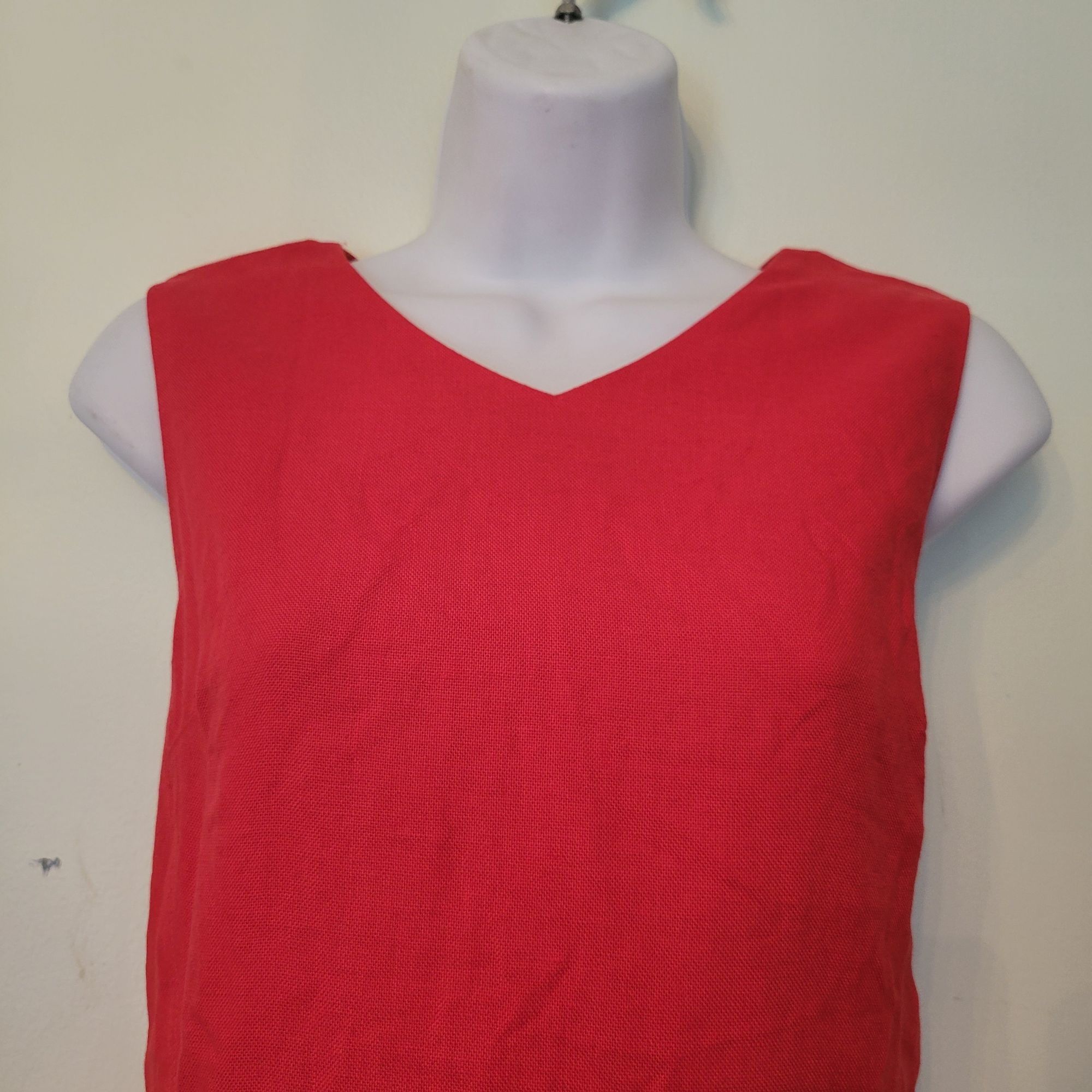 Talbots Talbots Sleeveless Red Sheath Dress 6 Irish Linen Back Slit Size M / US 6-8 / IT 42-44 - 2 Thumbnail