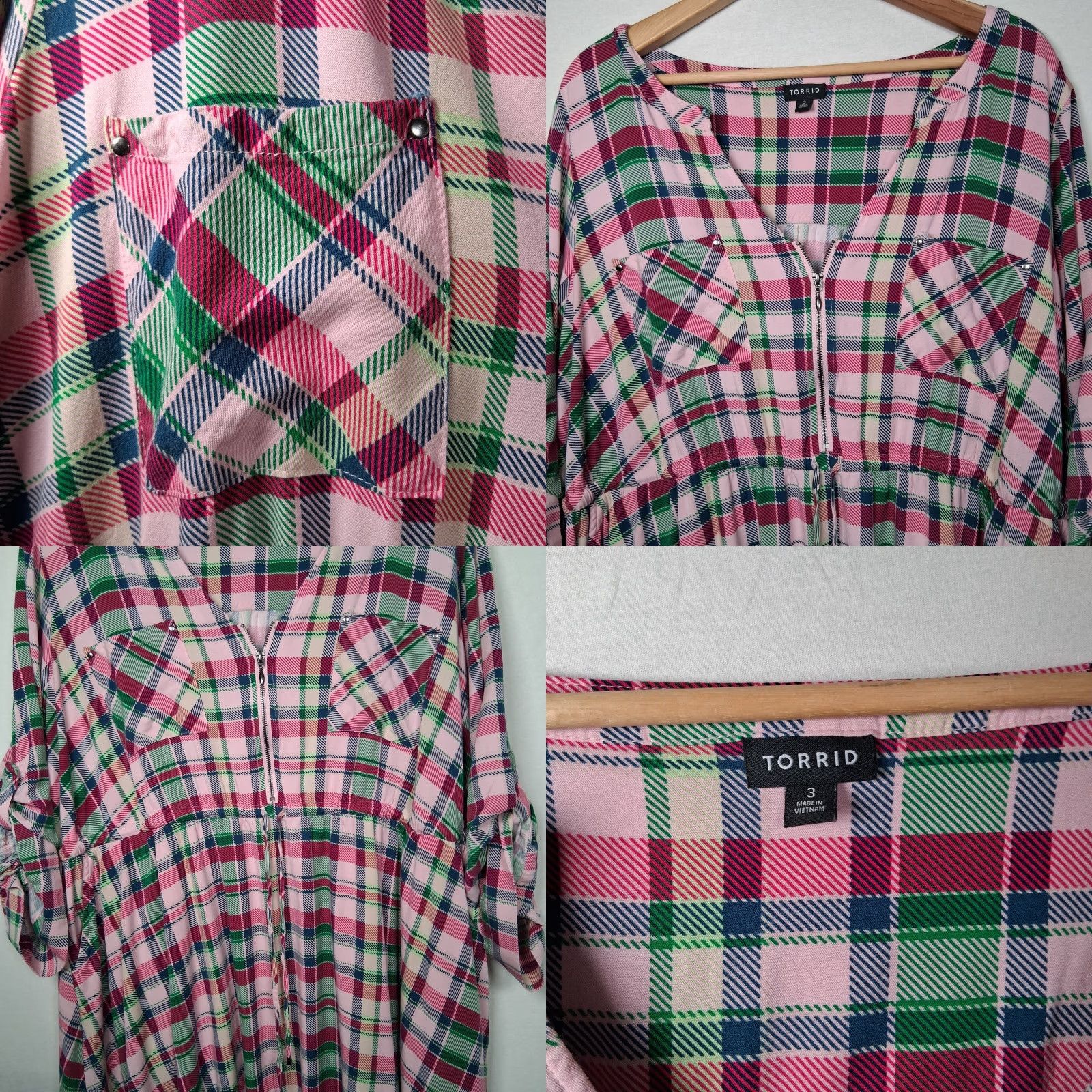 Torrid VINTAGE Torrid Dress Plaid Pattern Knit Zip V-Neck 3X 3/4 Sleeve Midi High Low Shirt Dress Women Plus Size XXL / US 16-18 / IT 52-54 - 9 Thumbnail