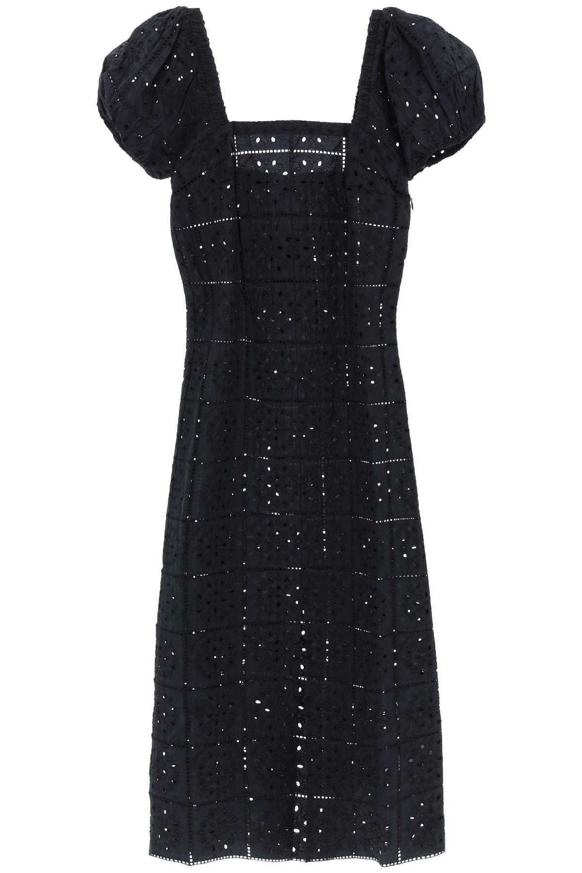 image of Ganni Broderie Anglaise Maxi Dress in Nero, Women's (Size Small)