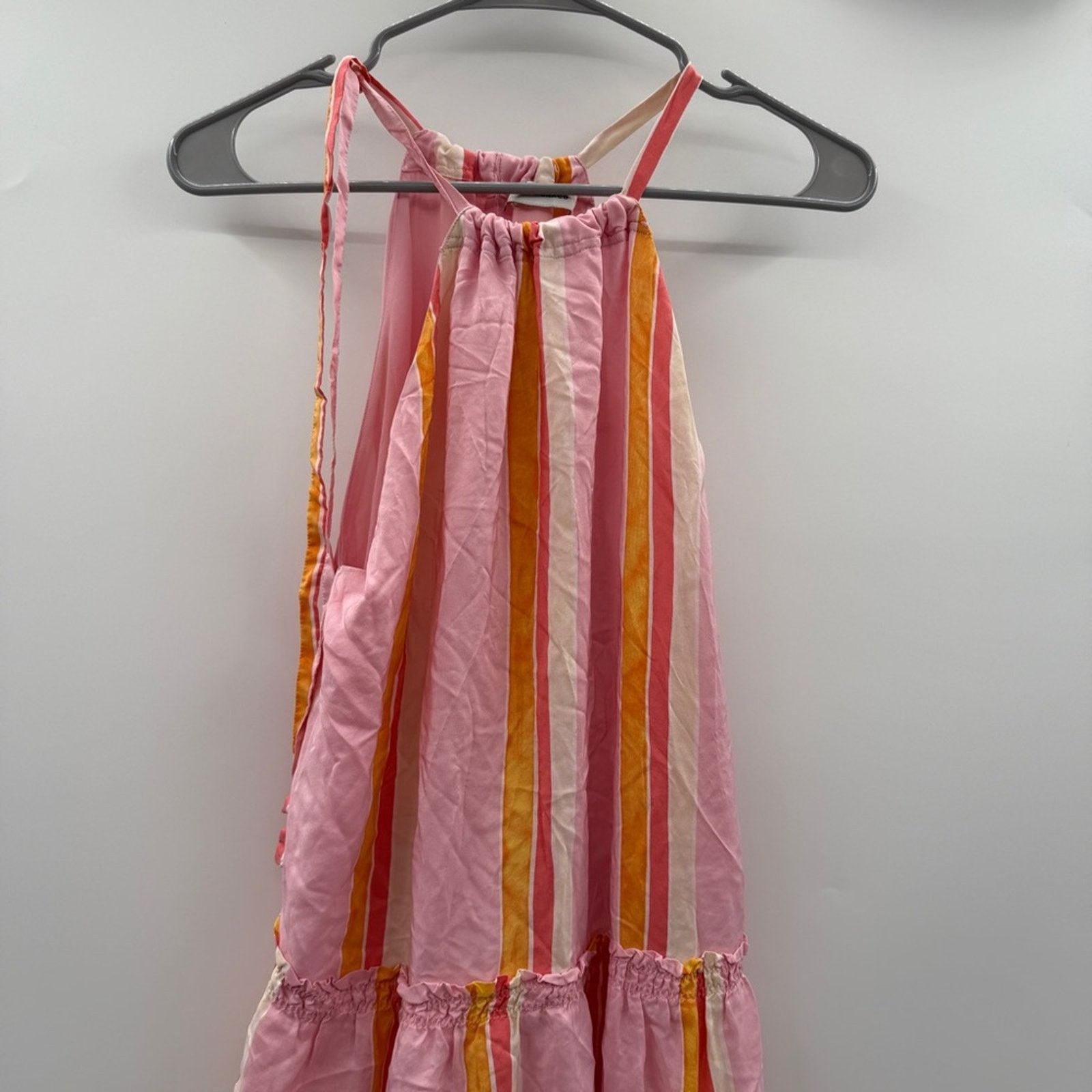 Club Monaco Club Monaco Amirra Silk Pink Multi Stripe Tiered Midi Dress Size S / US 4 / IT 40 - 4 Thumbnail