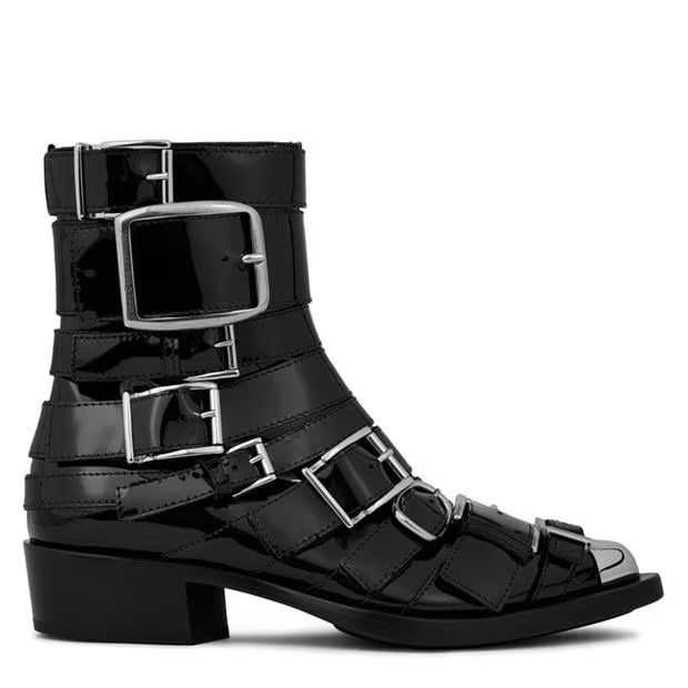 Alexander McQueen o1g2r1mq0824 Punk Buckle Boots in Black & Silver Size US 8 / IT 38 - 1 Thumbnail