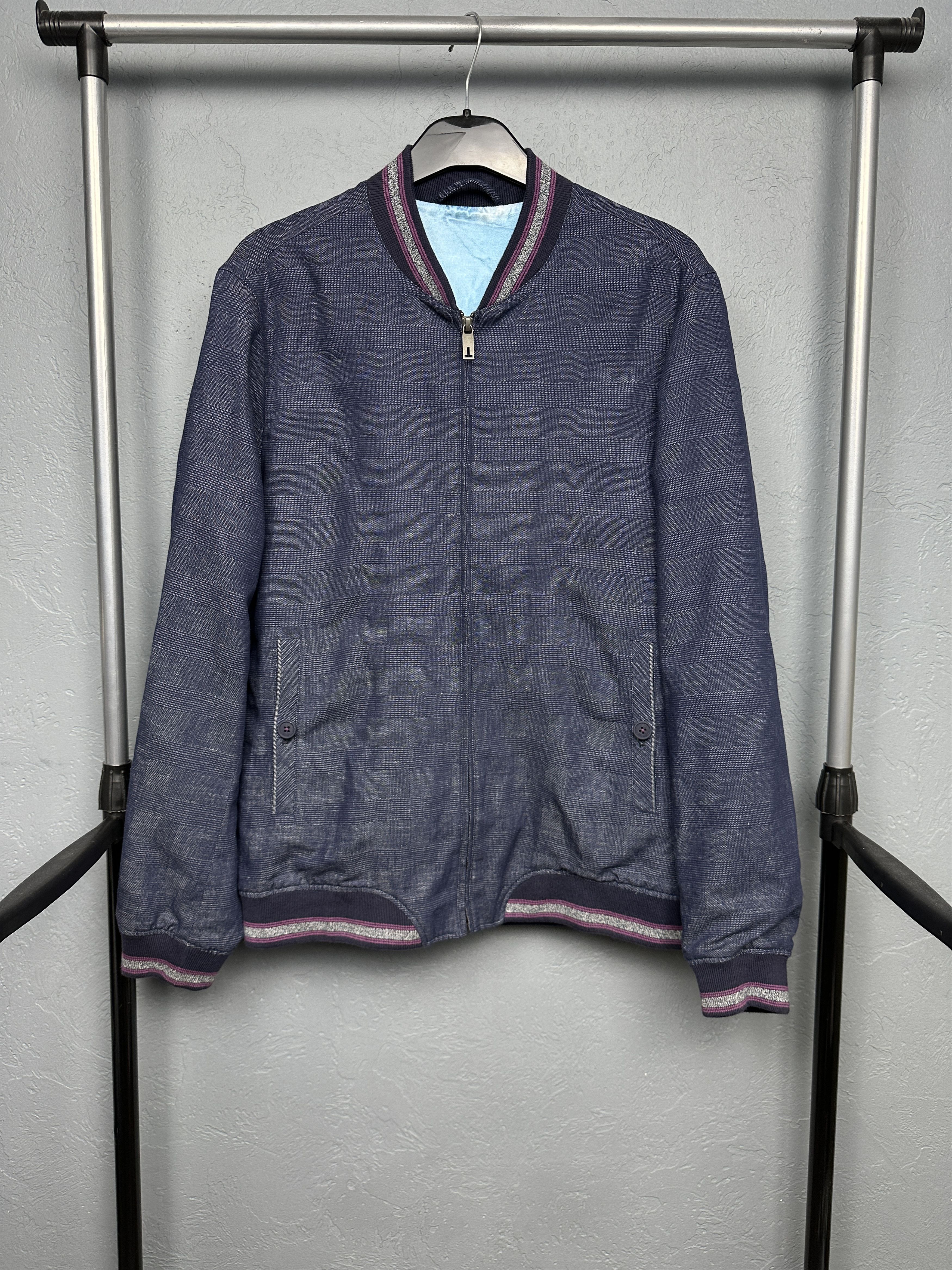 Ted Baker Ted Baker Mens Cotton - Linen Bomber Jacket Size US M / EU 48-50 / 2 - 4 Thumbnail