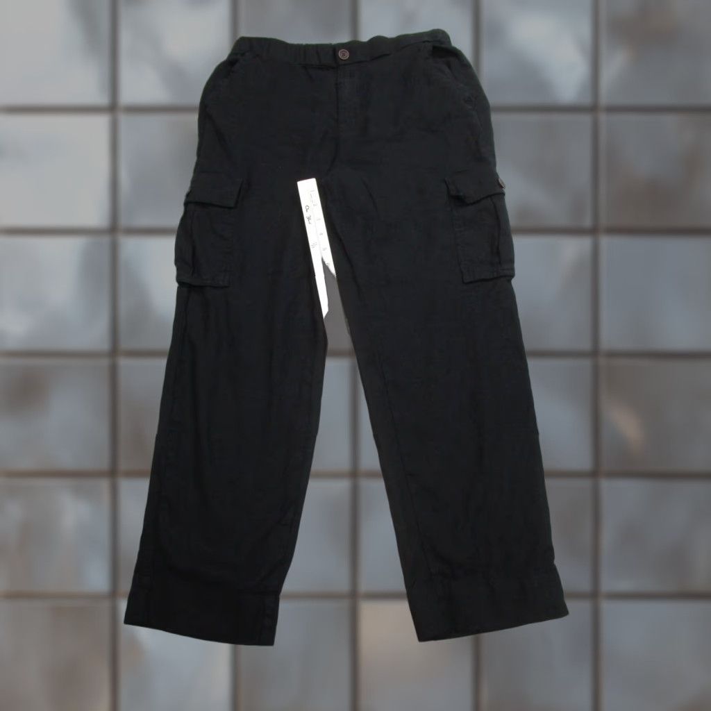 Lucky Brand VINTAGE Lucky Brand Cargo Pants Womens Medium Black Casual Travel Outdoor Linen Rayon Elastic Waist Pockets 29in Inseam Size 32" / US 10 / IT 46 - 1 Thumbnail