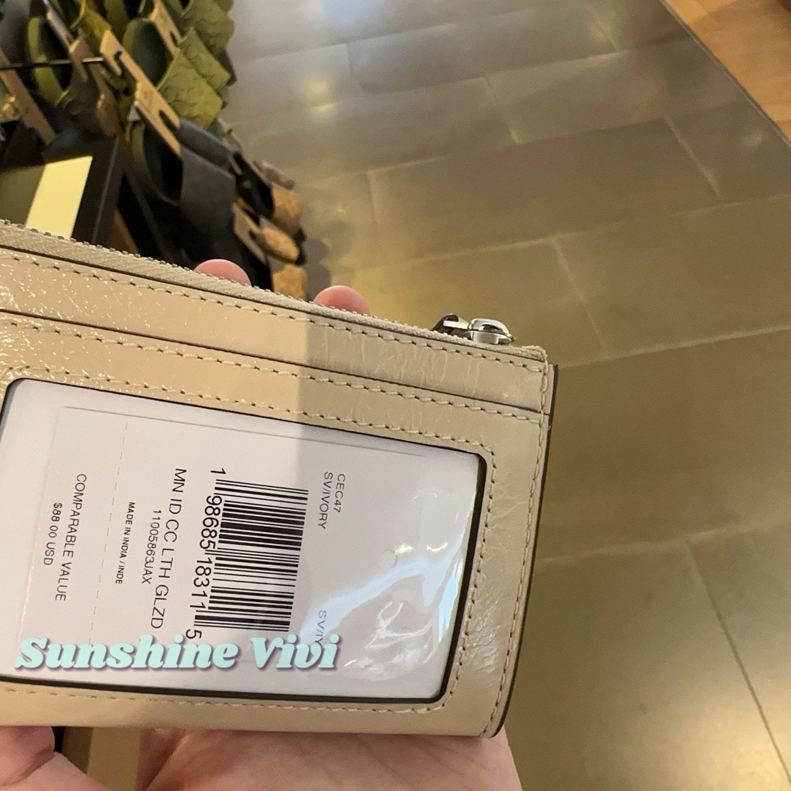 Coach NWT Coach Mini Skinny Id Case leather CEC47 Silver IVORY Size ONE SIZE - 6 Thumbnail