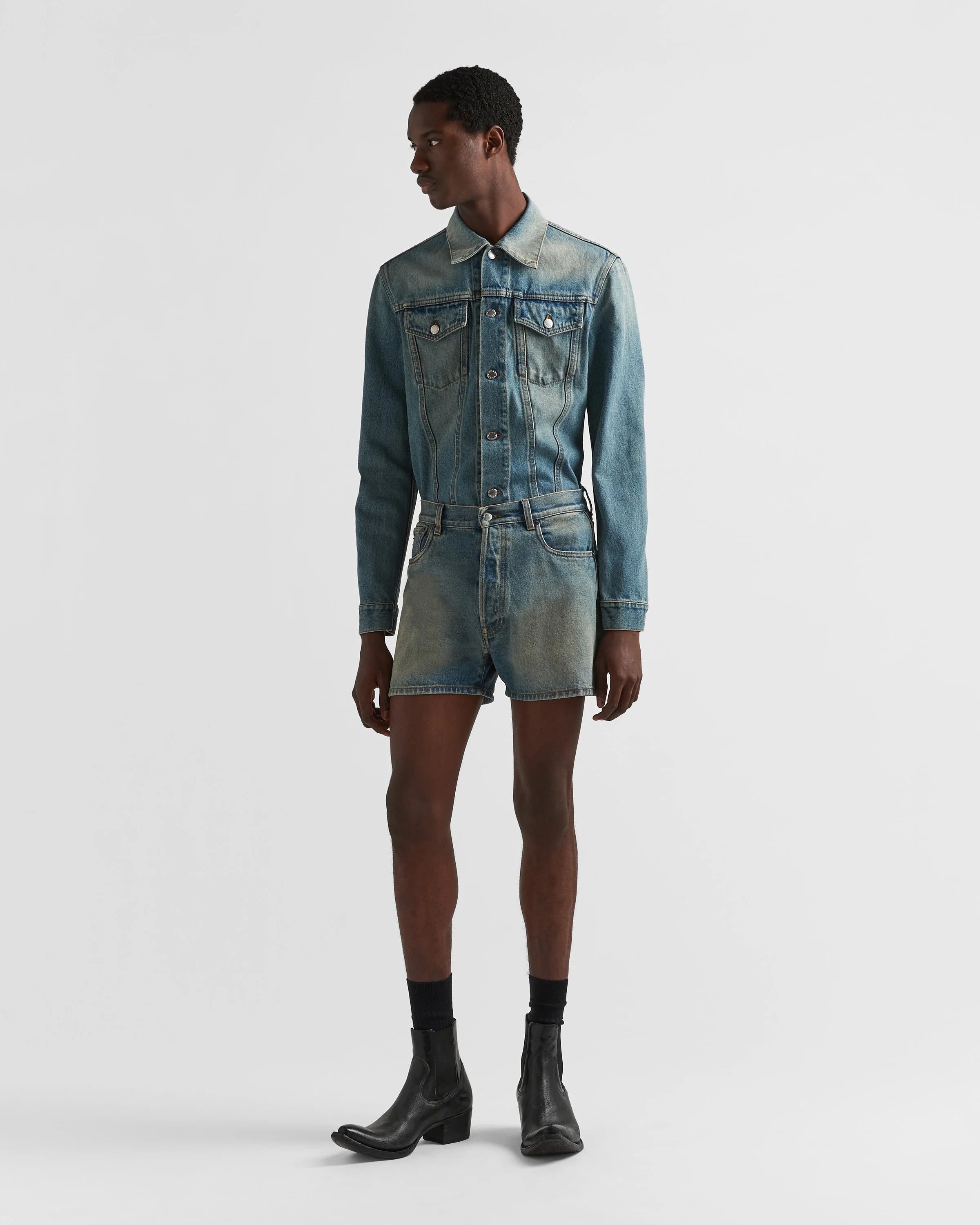 Prada o1mt1gz0226 Denim Blouson Jacket in Light Blue Size US M / EU 48-50 / 2 - 2 Thumbnail