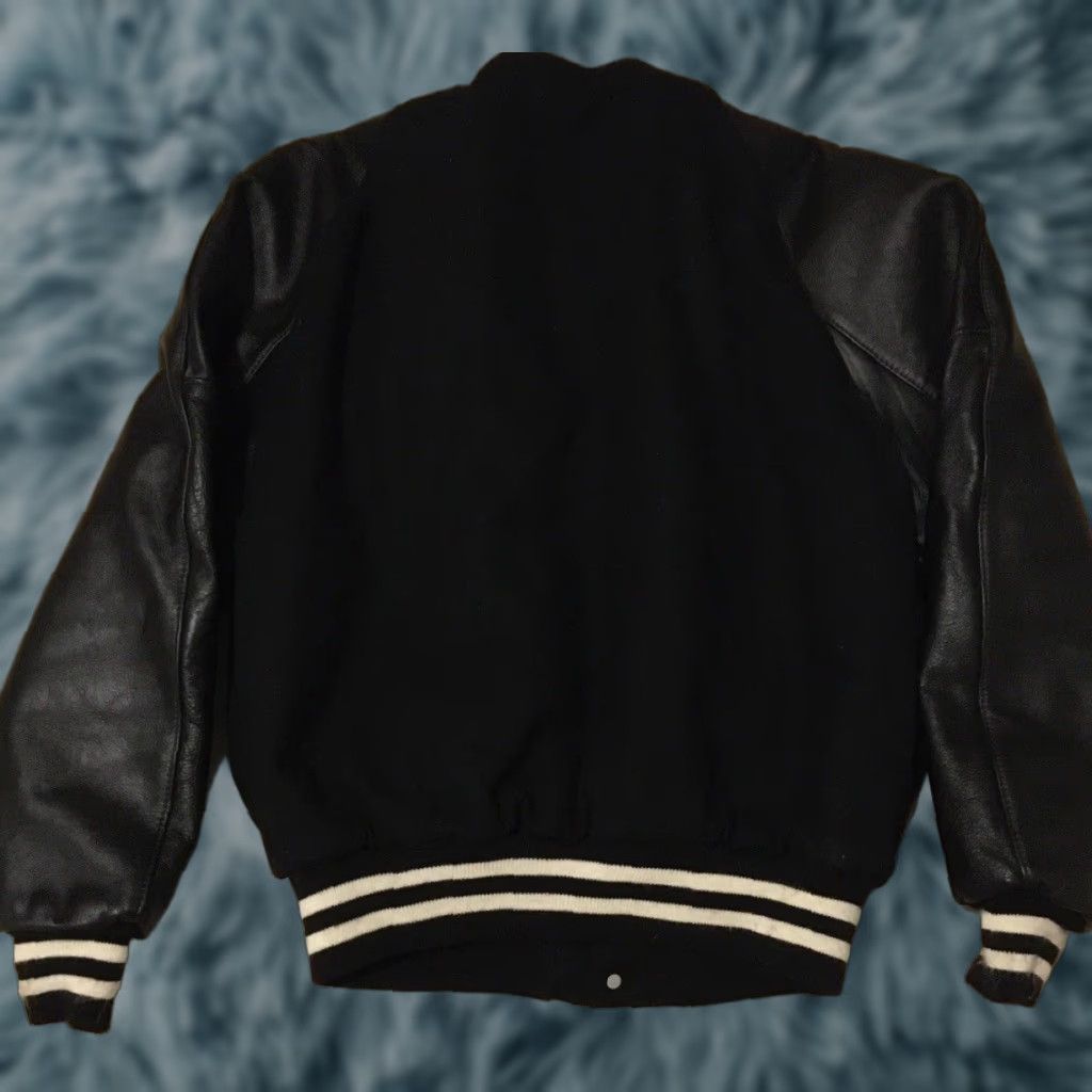 Vtg 80s Varsity Letterman Jacket 44 USA Wool Striped Men Black Cal State 80s Grunge Football School Sports University Varsity Jacket Bomber Style