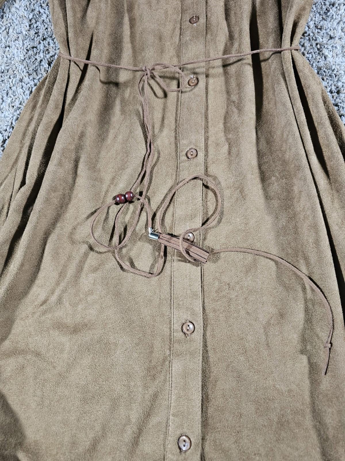 Other Flying Tomato Faux Suede Dress Size L Brown Long Sleeve Boho Size L / US 10 / IT 46 - 2 Thumbnail