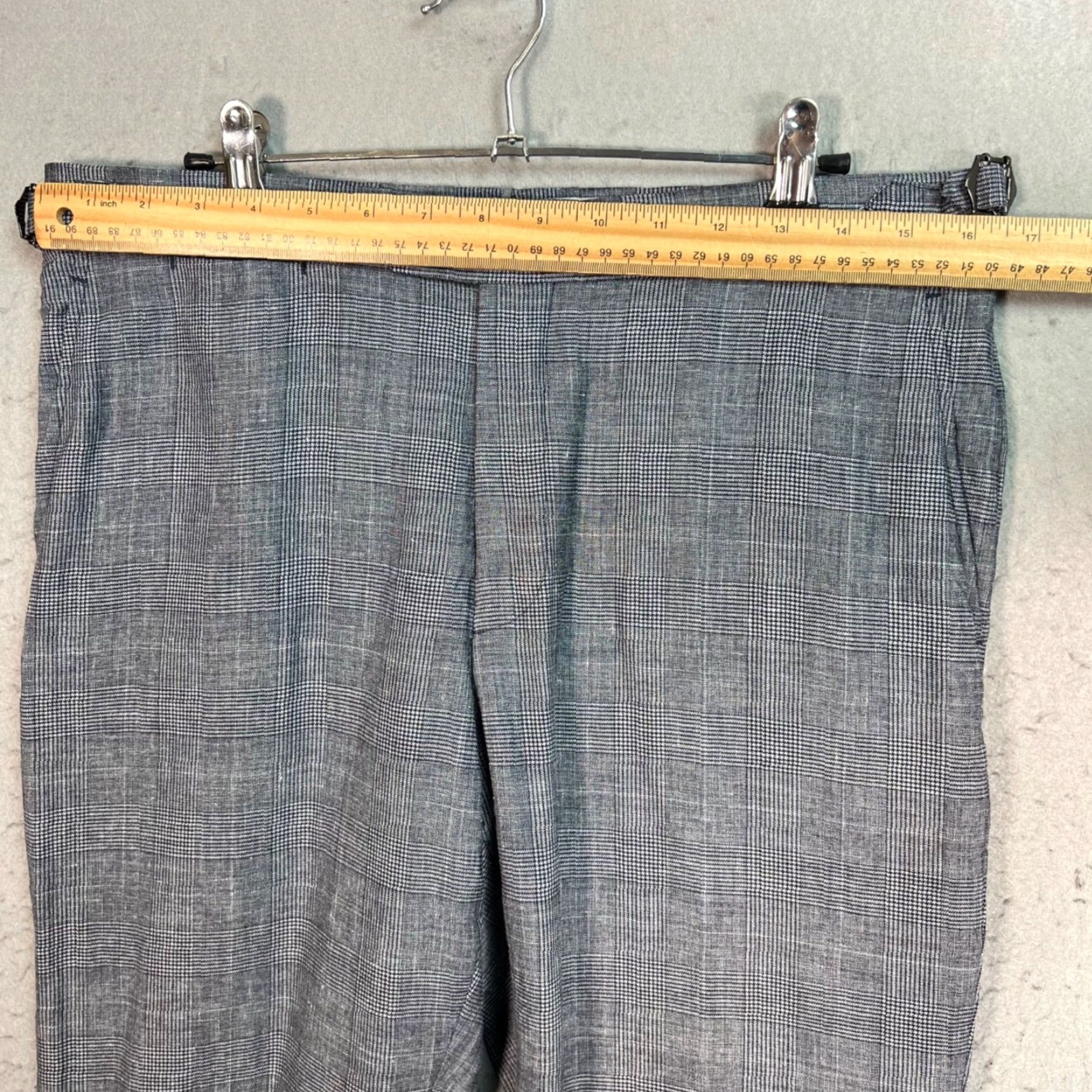 Suitsupply Suit Supply Slim Fit Gray Checkered Dress Pants Mens Size 48 Slim Tapered Front Flat Front 29 In Inseam Gray Linen Wool Silk Dress Pants Mens Medium? Size 48R - 5 Thumbnail