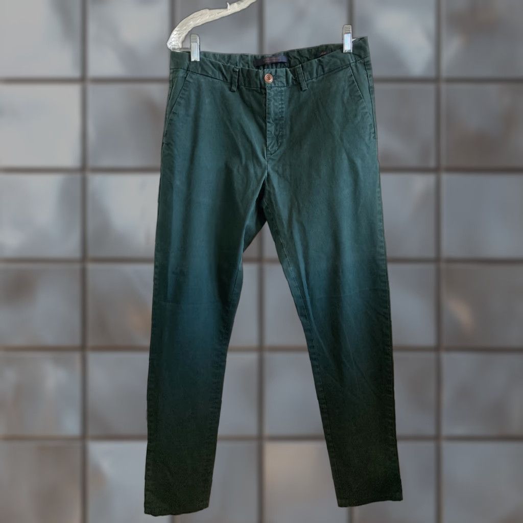 Scotch & Soda Mens Chino Pants Straight Leg Green 31x32 Indonesia Slim Fit