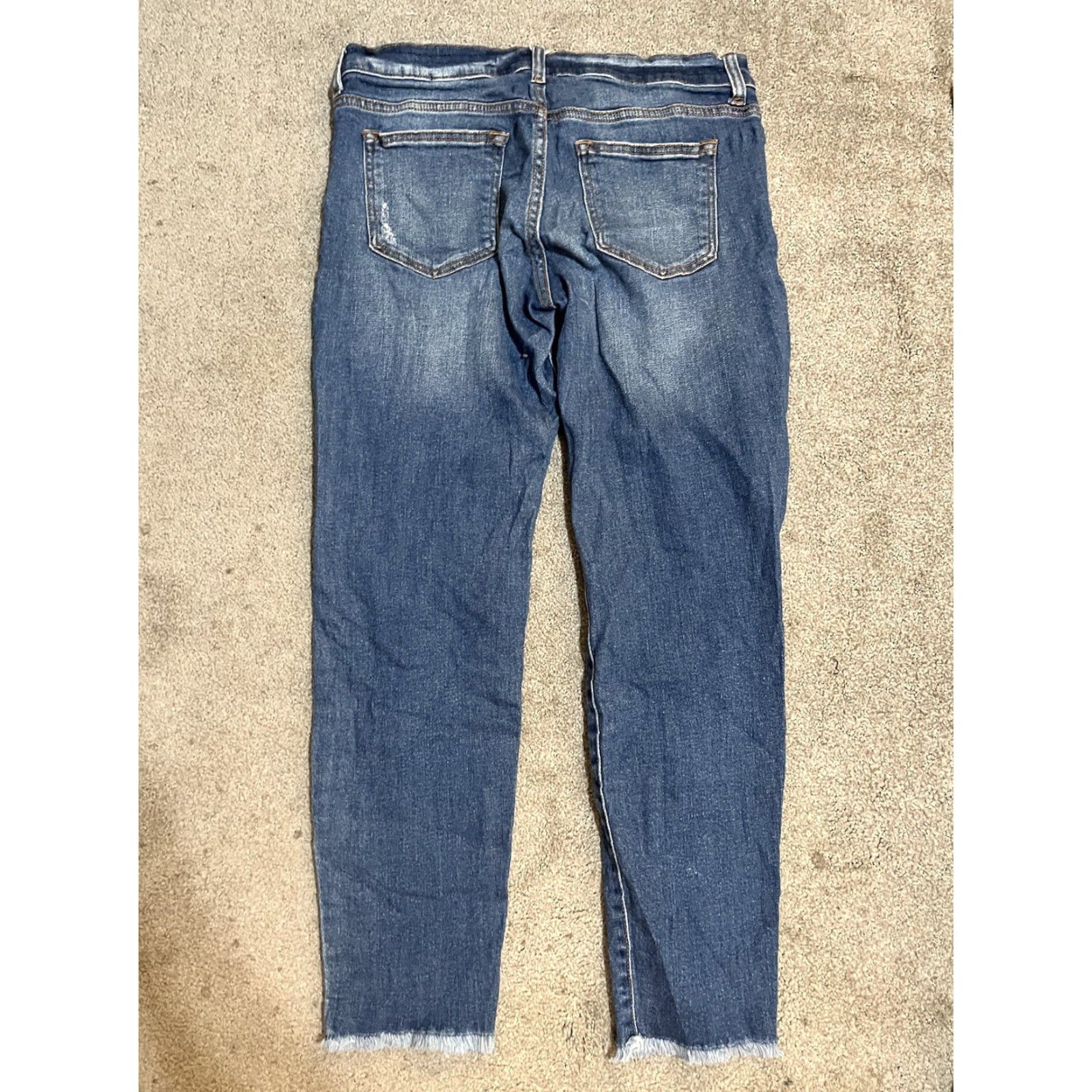 Vintage Harper Jeans Womens Skinny Mid Rise Dark Wash Blue Denim Stretch Distressed Size 29" - 3 Thumbnail