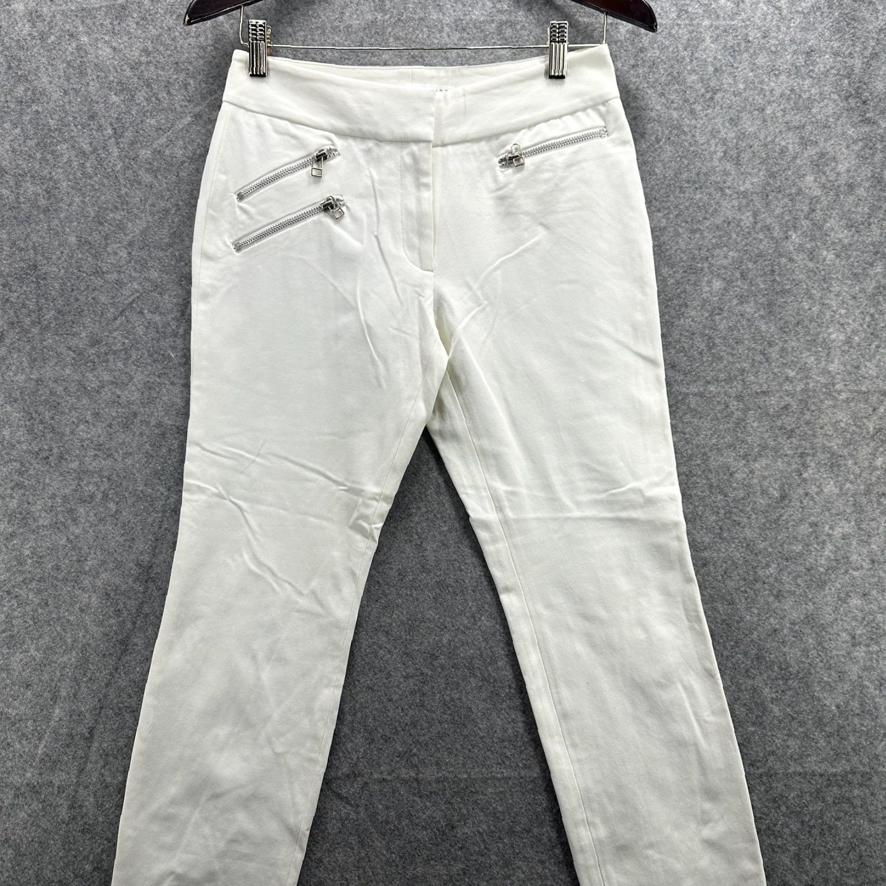 Veronica Beard VERONICA BEARD Pants Womens 4 White Zip Pockets Skinny Ankle Stretch Made USA Size 27" / US 4 / IT 40 - 3 Thumbnail