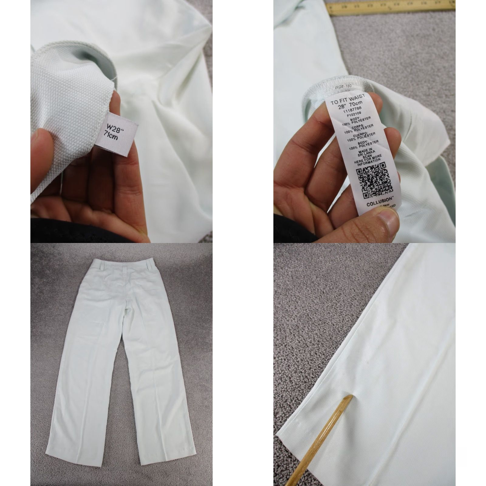 Vintage COLLUSION Unisex Pants 28" Blue Dress Pants Slim Straight Flat Front Polyester Primary Blue 28 Unisex Adults Mens Womens Size 28" / US 6 / IT 42 - 9 Thumbnail
