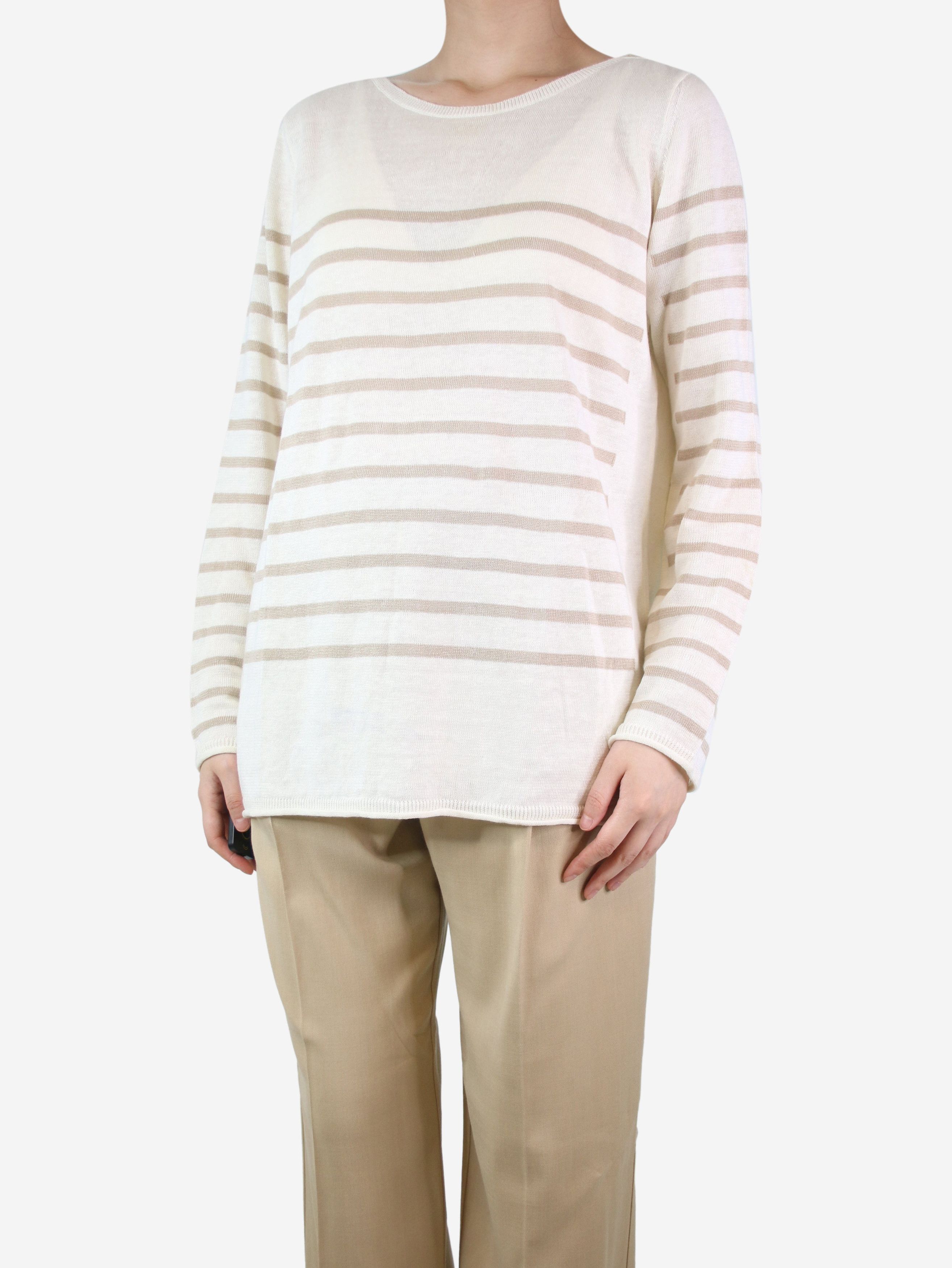 image of Loro Piana Cream Striped Sweater - Size Uk 12, Women's
