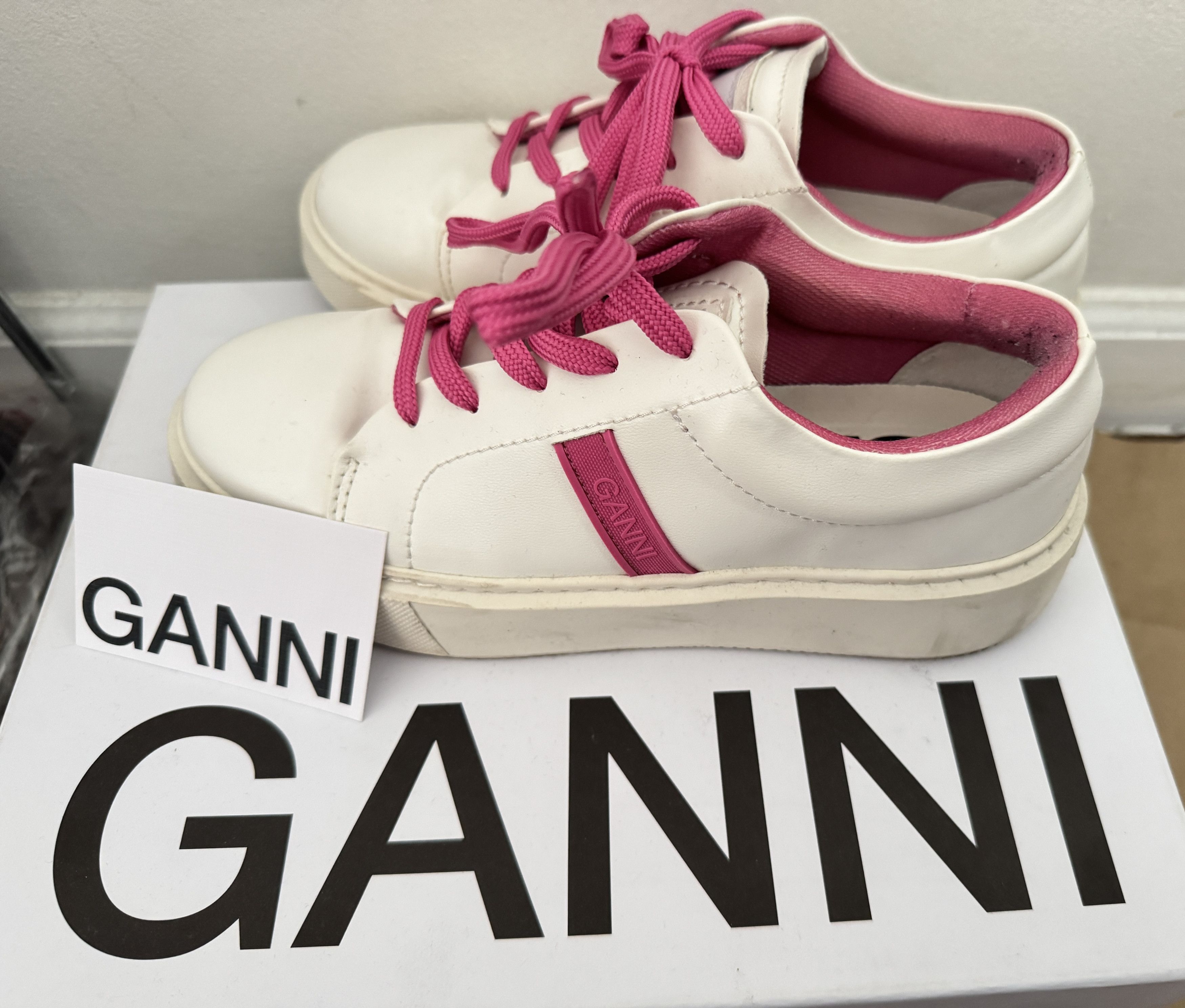 Ganni GANNI White & Pink Sporty Mix Cupsole Sneakers Size US 6 / IT 36 - 4 Thumbnail