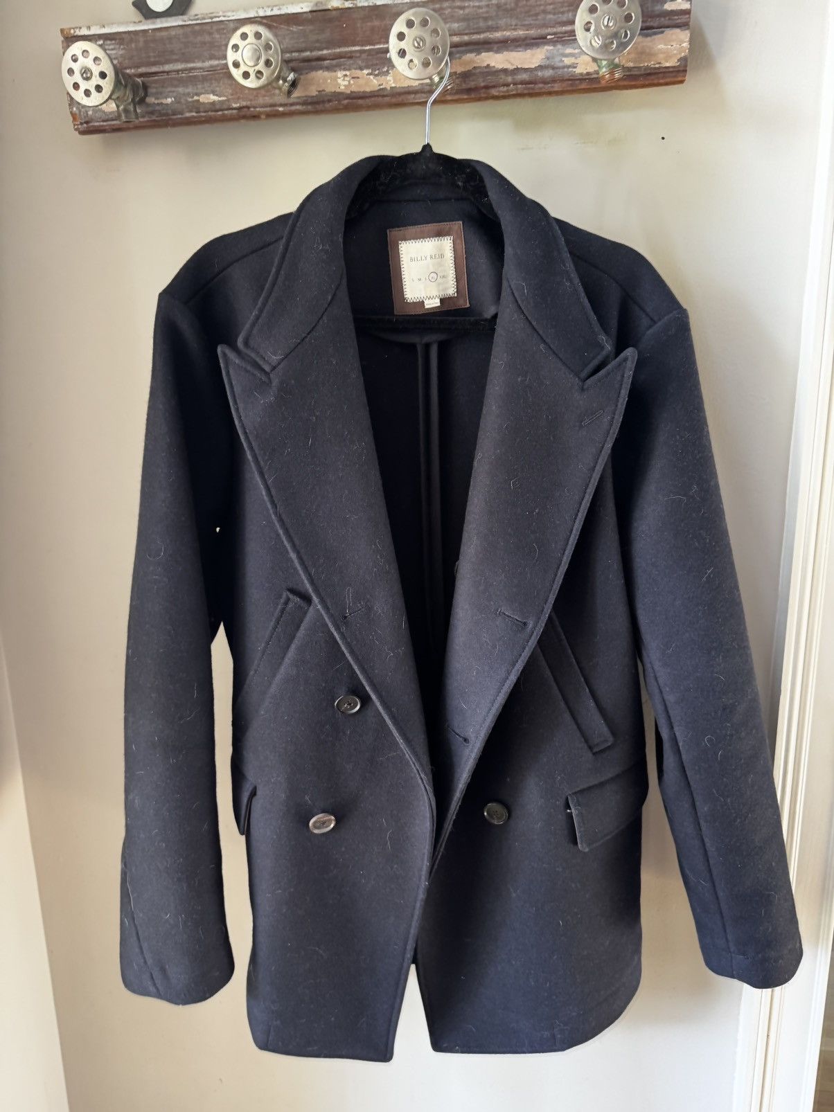Billy Reid Billy Reid Navy Wool Designer Peacoat Men’s XL Size US XL / EU 56 / 4 - 1 Thumbnail