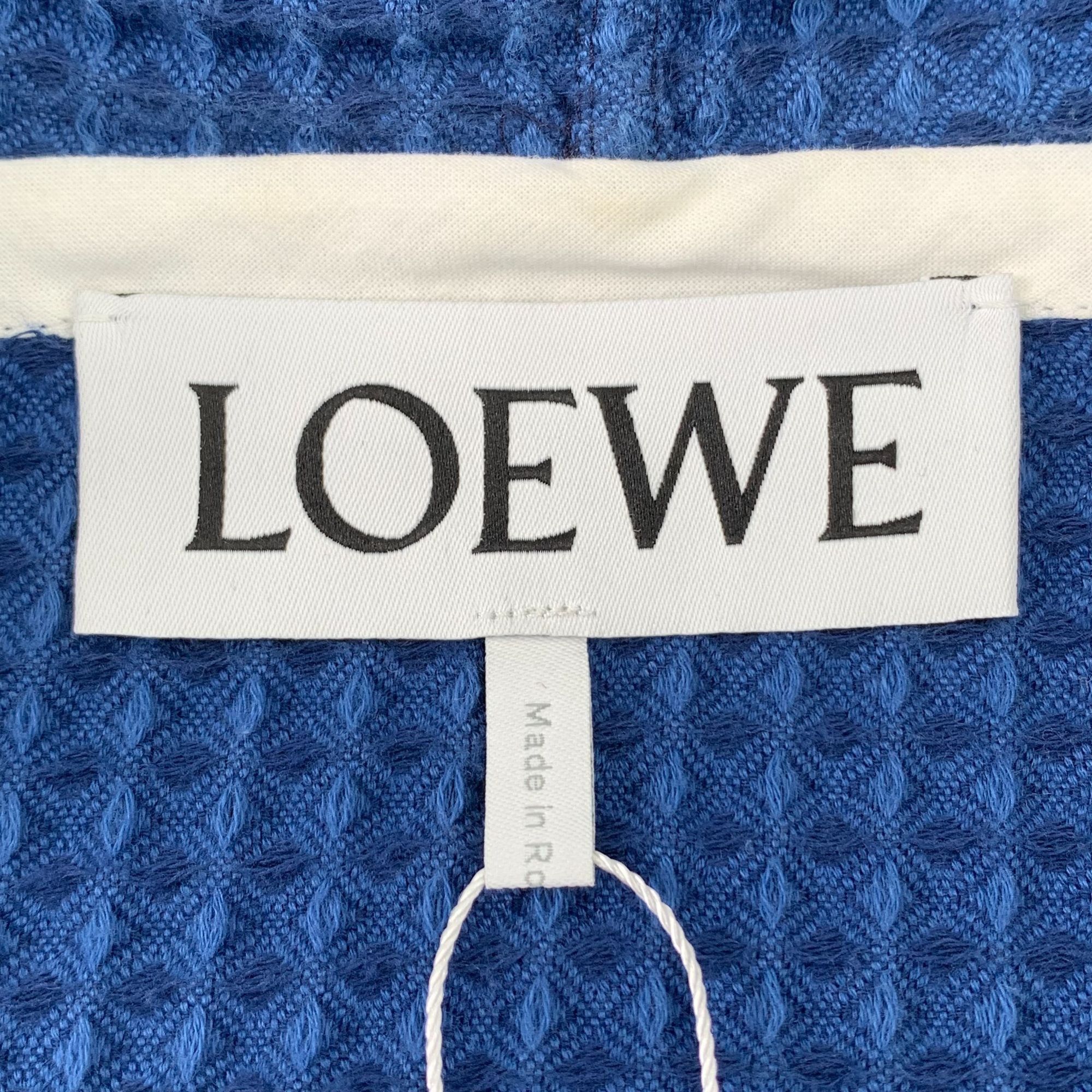 Loewe Loewe Blue Hooded Knitted Coat Waffle Texture Fringe Hem Dra Size M / US 6-8 / IT 42-44 - 2 Thumbnail
