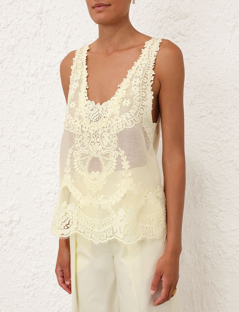 Zimmermann oc11z0525 Lace Patch Tank Top in Off White Size S / US 4 / IT 40 - 2 Thumbnail