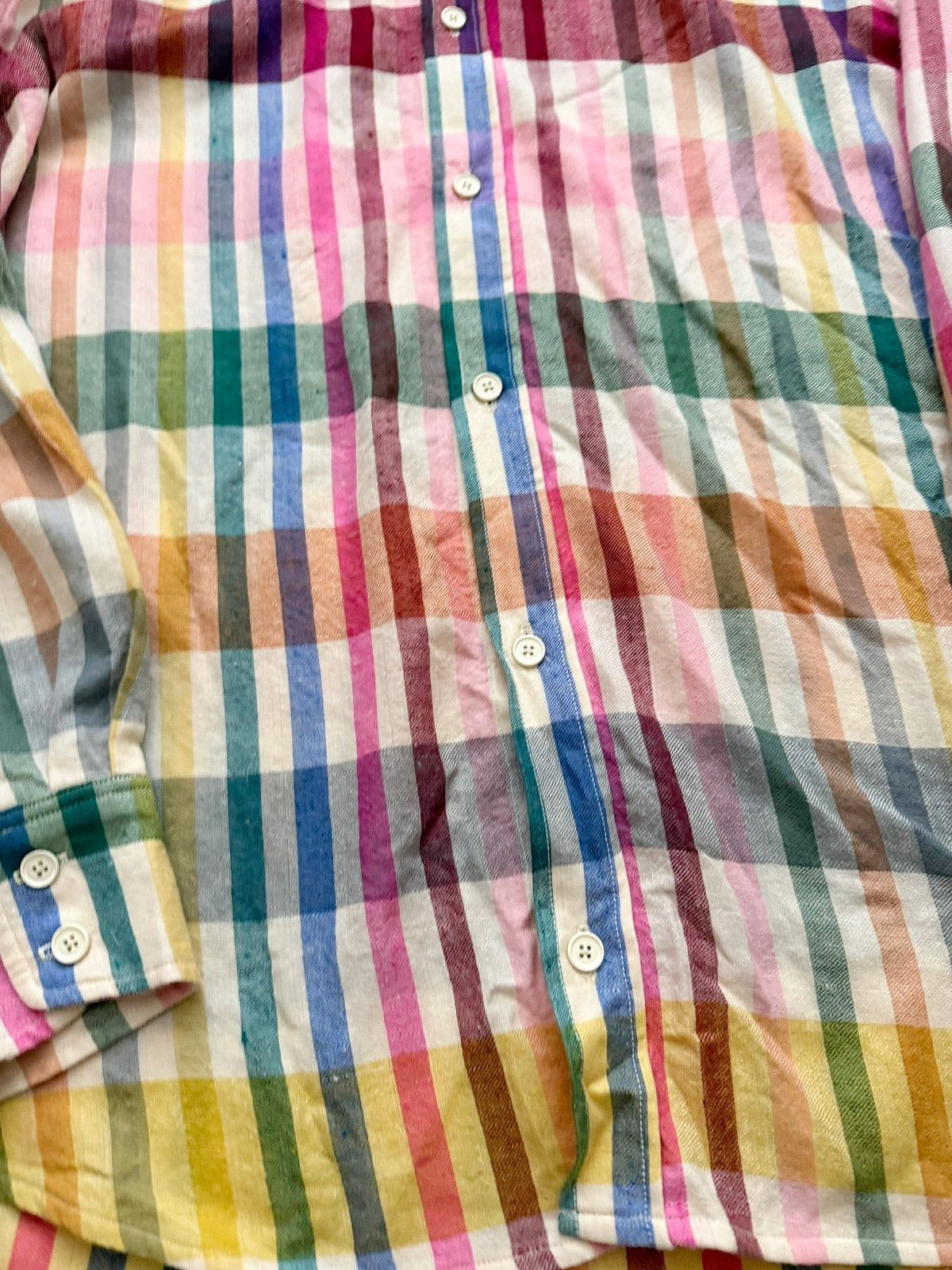 The Elder Statesman Pashmina Cashmere Madras Rainbow Shirt Size US L / EU 52-54 / 3 - 5 Thumbnail