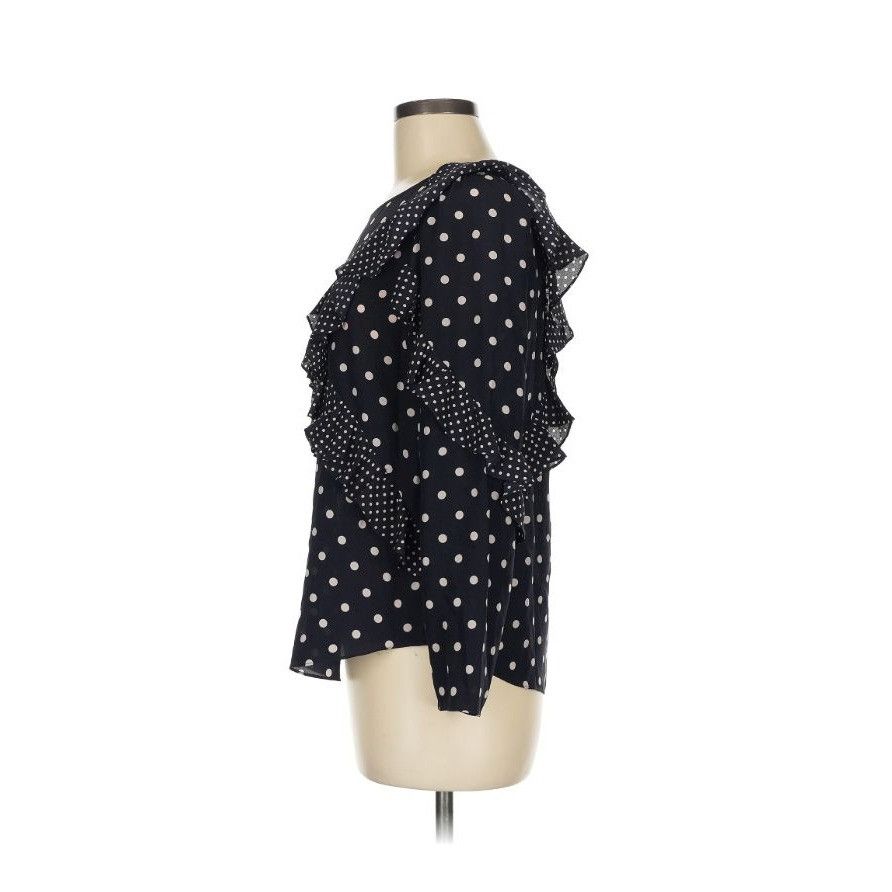Designer Rebecca Taylor Silk Dot Print Ruffle Top Blouse Size M / US 6-8 / IT 42-44 - 7 Thumbnail