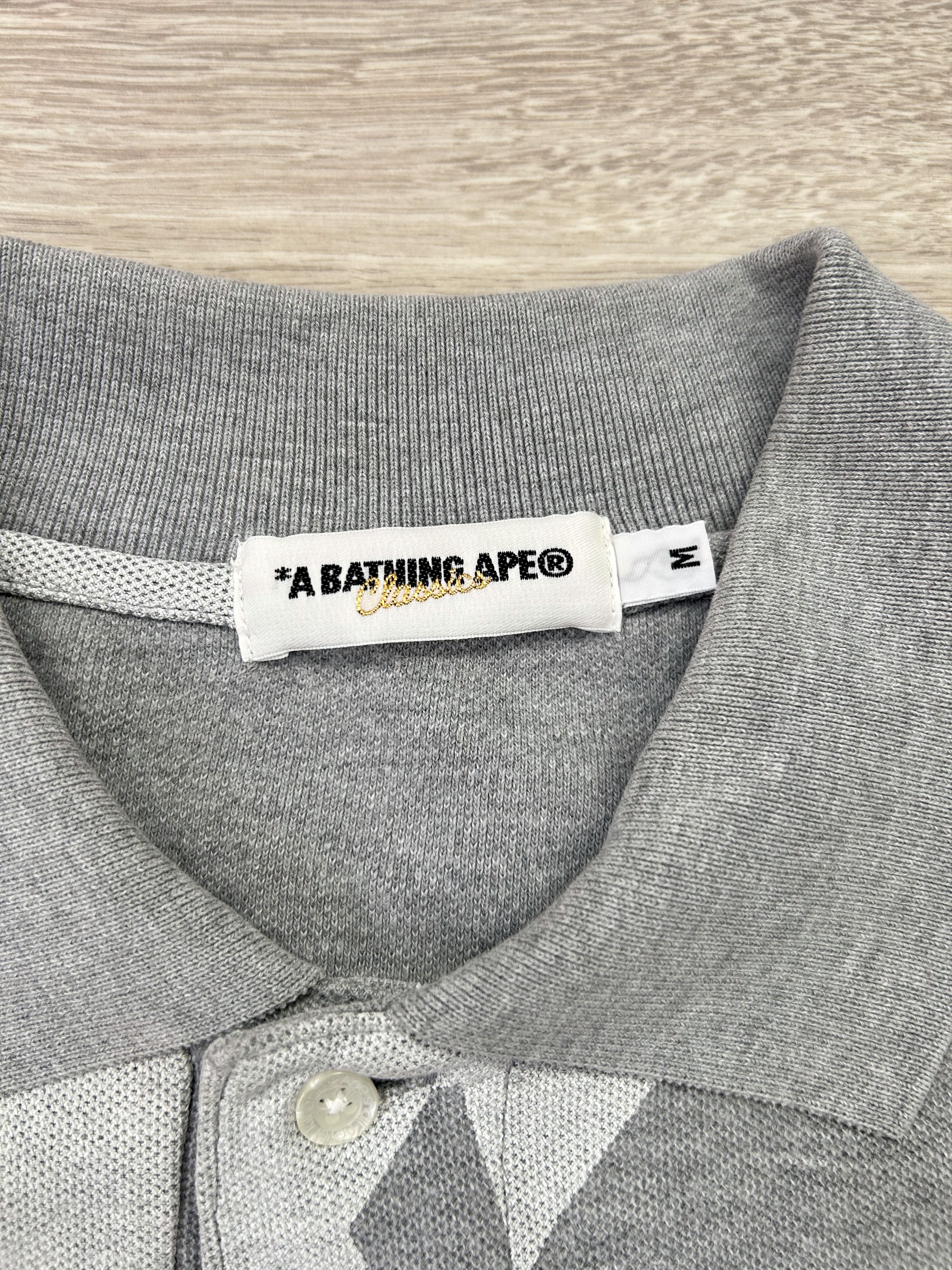 Bape Bape Sta Pattern Gray/White Polo [Size M] Size US M / EU 48-50 / 2 - 4 Thumbnail