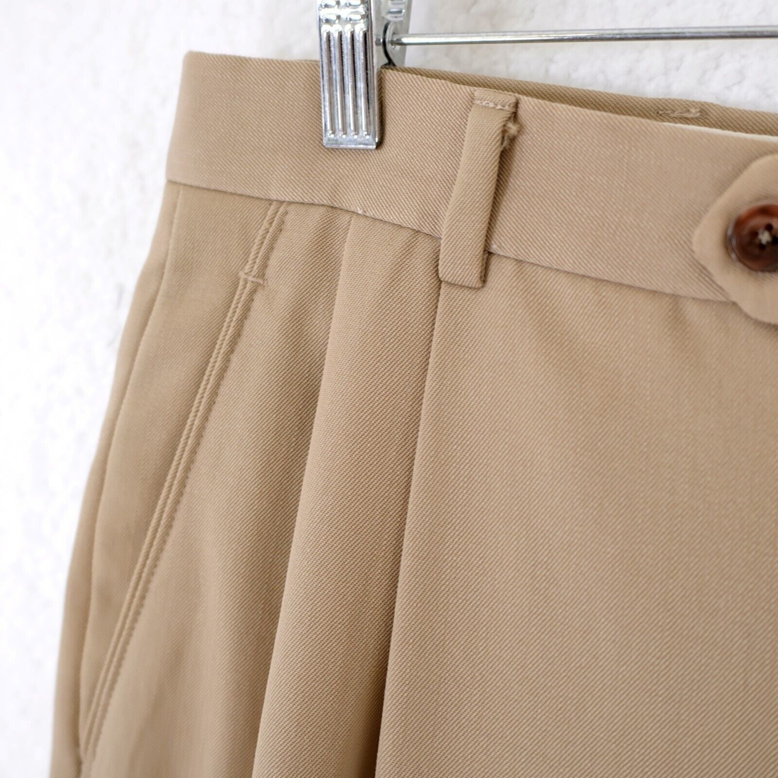 Joseph & Feiss DAMAGED Joseph Feiss Wool Tan 33/30 Dress Pants Mid Rise Ple Size 34R - 3 Thumbnail