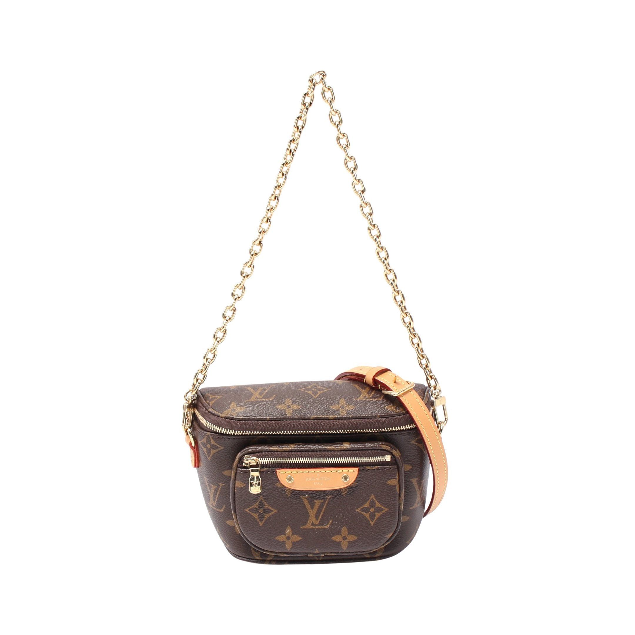 Louis Vuitton Mini Bum Bag Monogram Chain Handbag Leather Brown, Women's