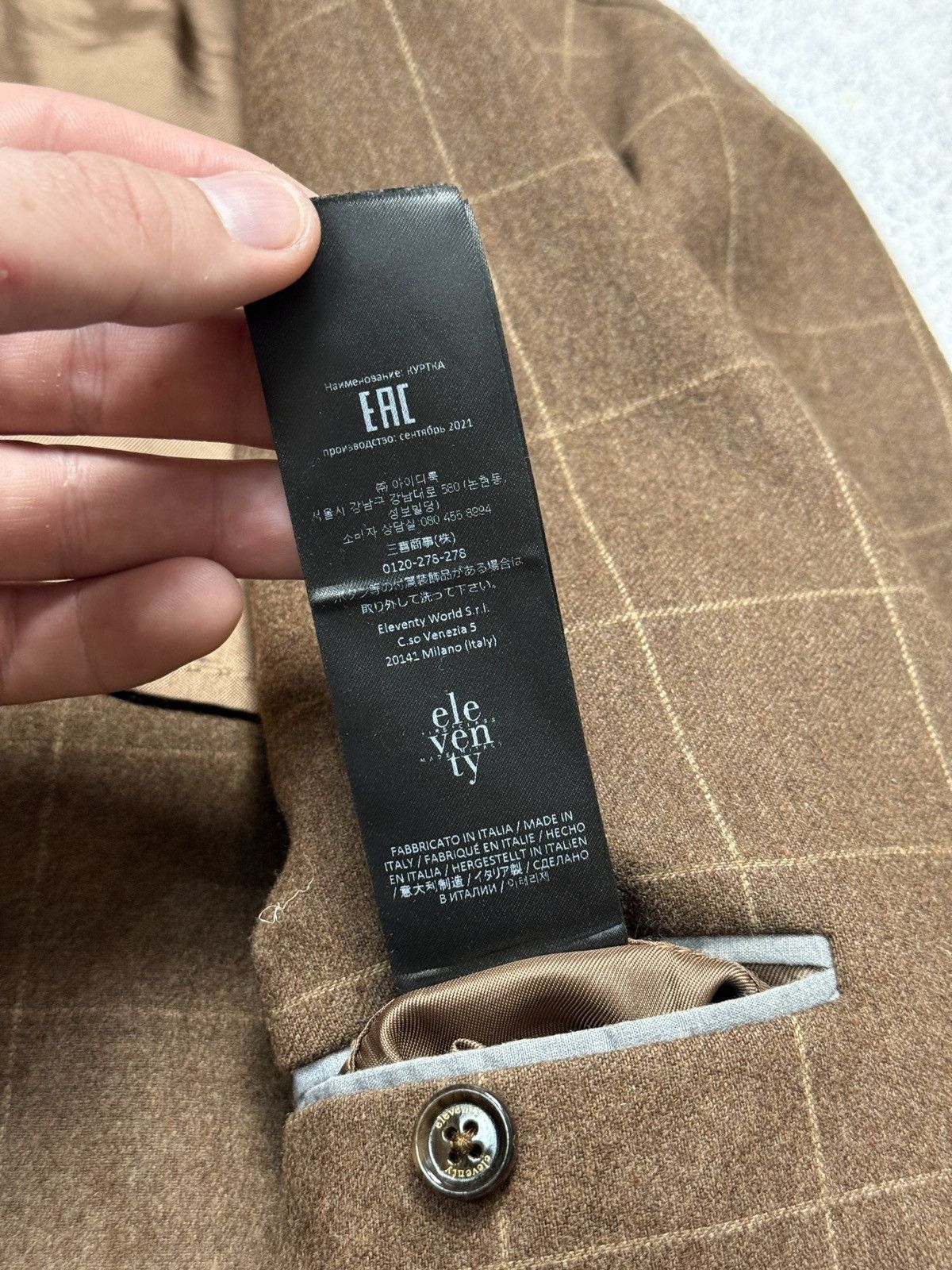 Eleventy Eleventy Brown Check Blazer Wool Cashmere Athletic Fit Sz 52 Size 52L - 13 Thumbnail