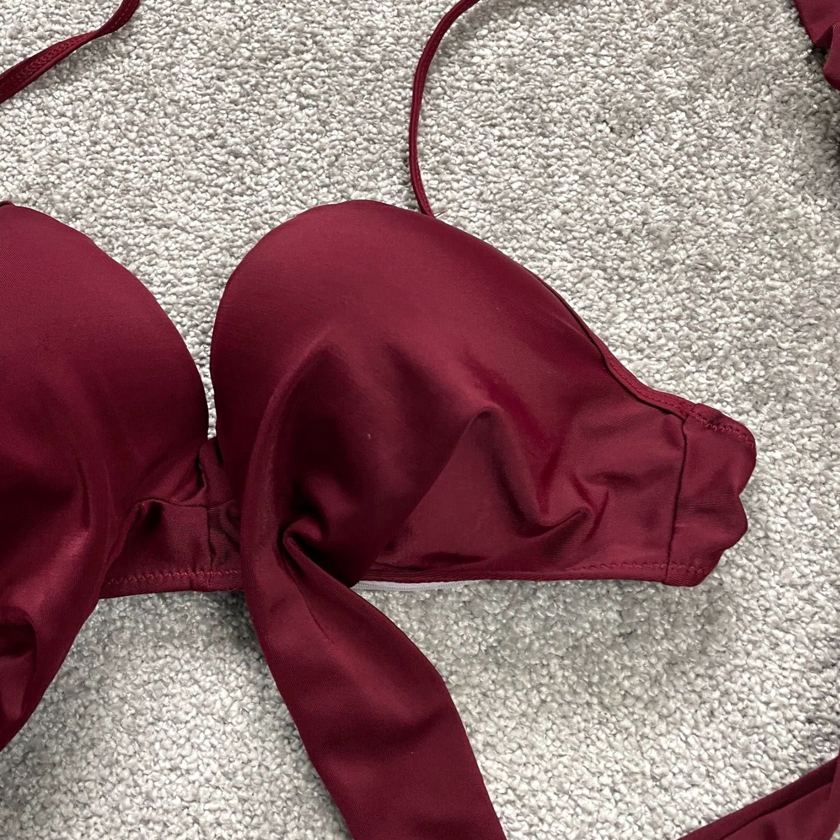 Vintage Unbranded Swimwear Bikini Top Womens XL Maroon Solid Push Up Underwired Beach Shirt? Size XL / US 12-14 / IT 48-50 - 5 Thumbnail
