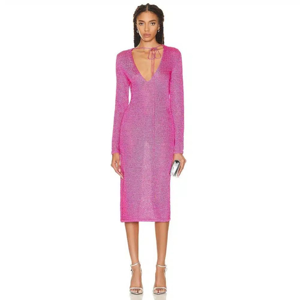 Tom Ford o1loc1c0225 CK372 Viscose Knitted Dress in Fuchsia Size M / US 6-8 / IT 42-44 - 1 Thumbnail