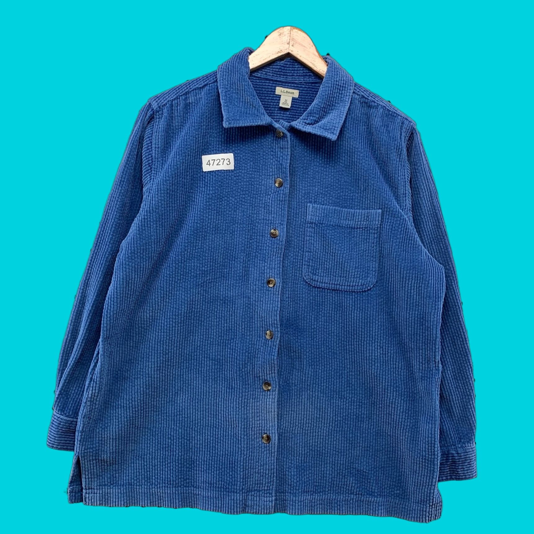 Vintage VINTAGE L.L. Bean Corduroy Button Shirt Jacket Womens Medium Blue Long Sleeve Shirt Jacket Size M / US 6-8 / IT 42-44 - 1 Thumbnail