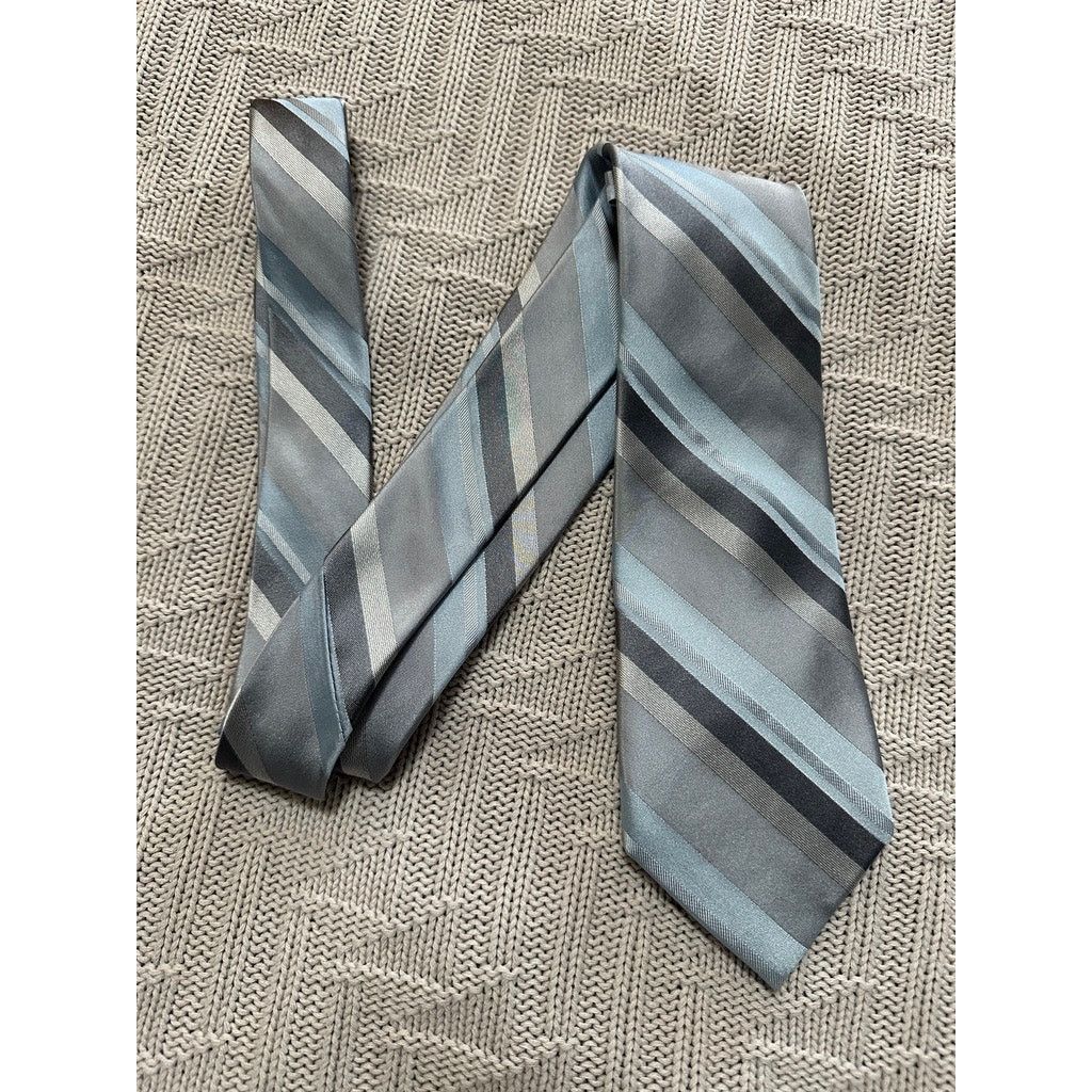 Calvin Klein Calvin Klein silver striped silk tie Size ONE SIZE - 1 Thumbnail