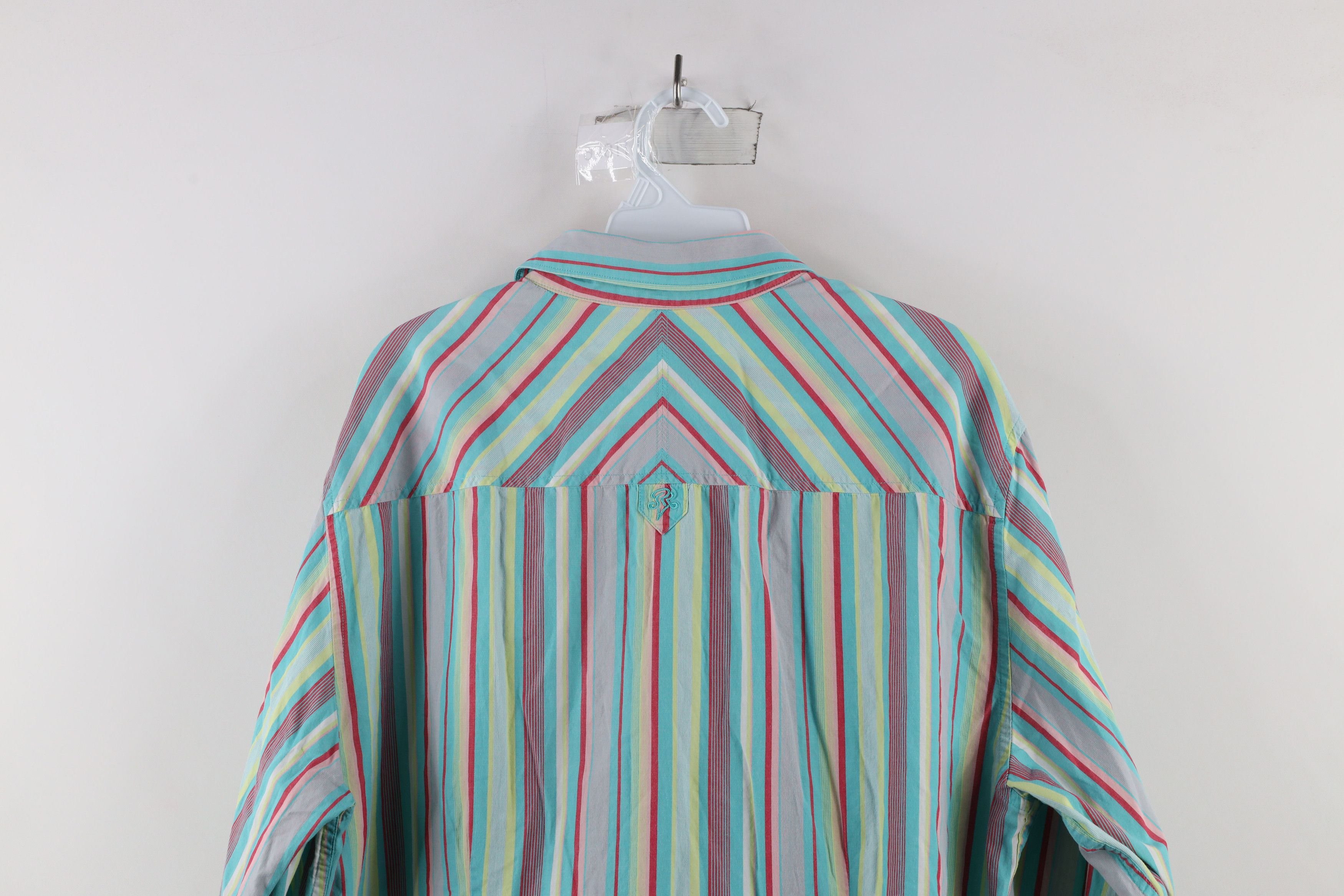 Vintage Vintage 90s Streetwear Rainbow Striped Collared Button Shirt Size US XL / EU 56 / 4 - 9 Thumbnail