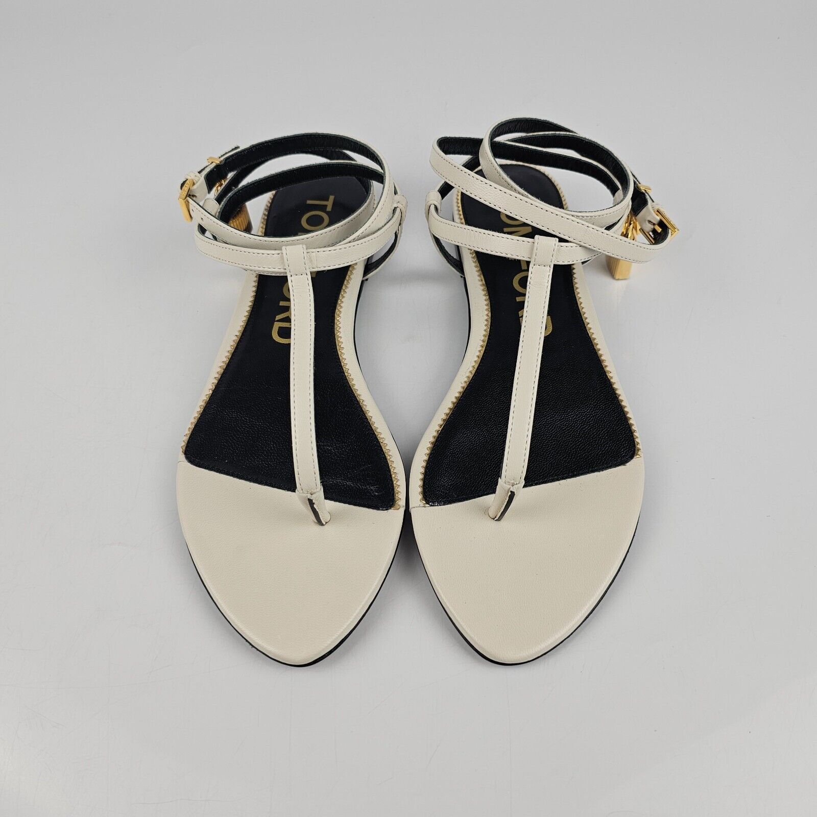 Tom Ford Tom Ford Padlock White Leather Sandals New Size US 7 / IT 37 - 6 Thumbnail