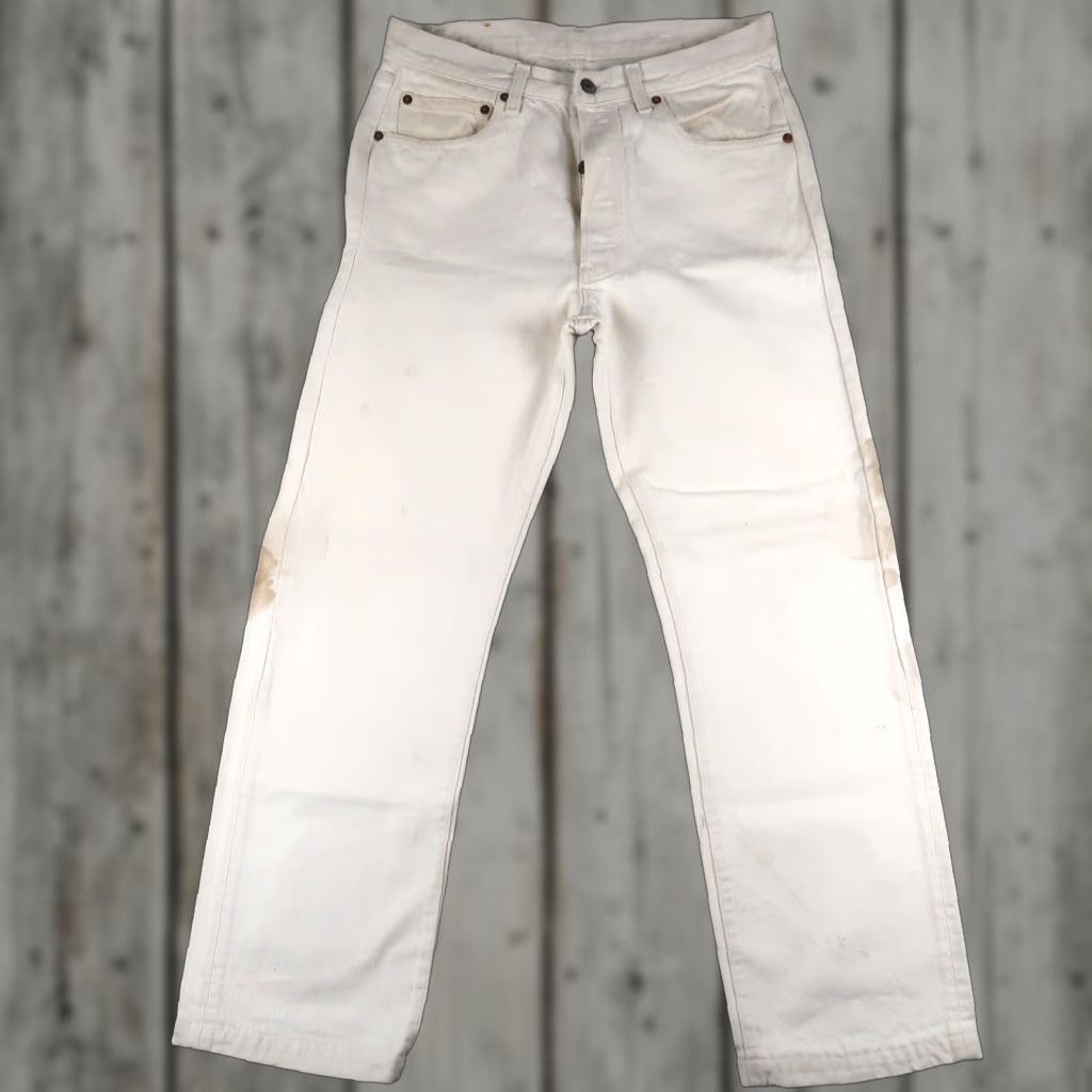 Levi's Vintage Levis 501 Size 34x30 (31x29) Jeans Straight Denim White Mens USA 80s Size US 34 / EU 50 - 1 Thumbnail