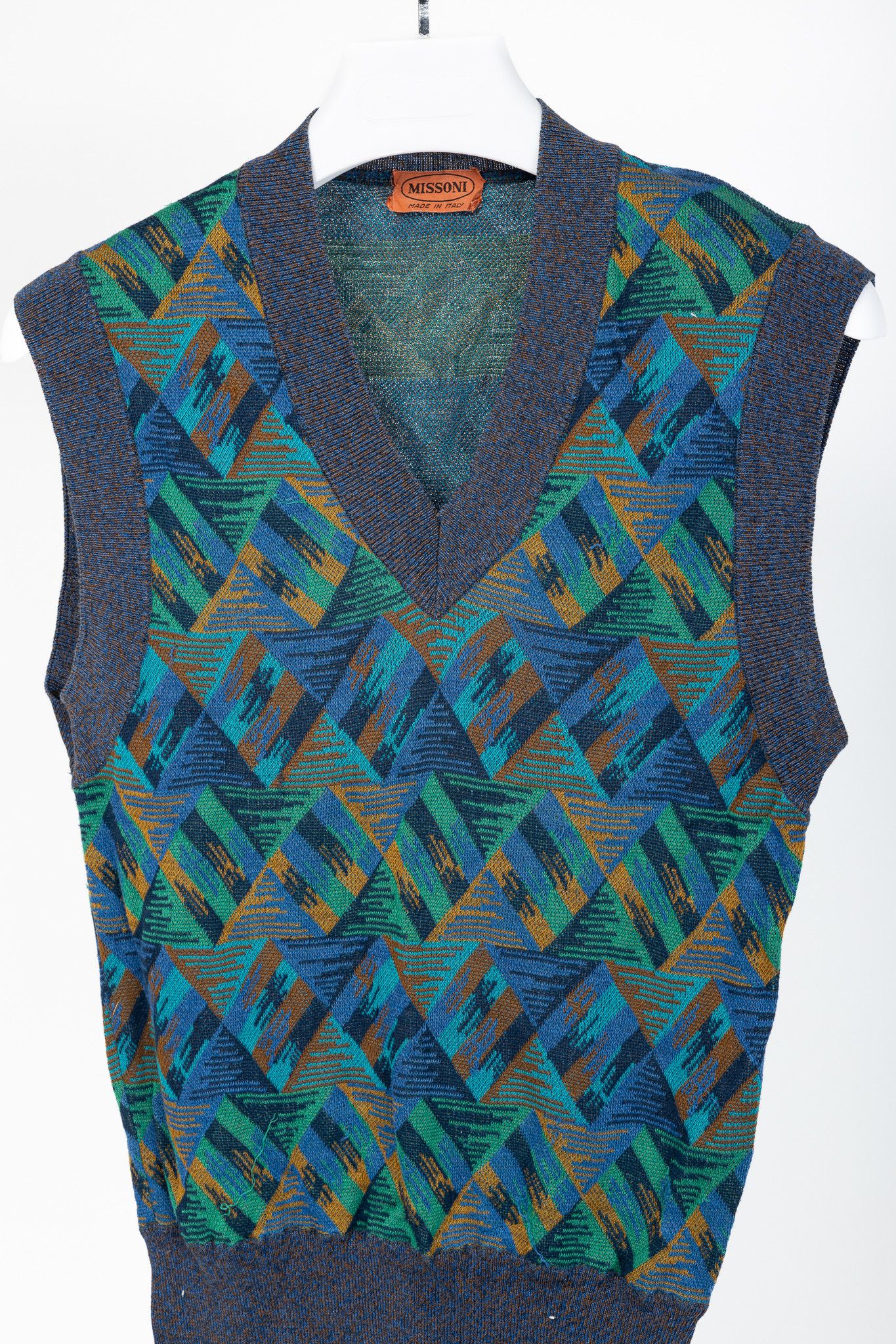 Missoni Missoni 80's-Vintage Cotton Triangle-Jacquard Sweater Vest Size L / US 10 / IT 46 - 3 Thumbnail