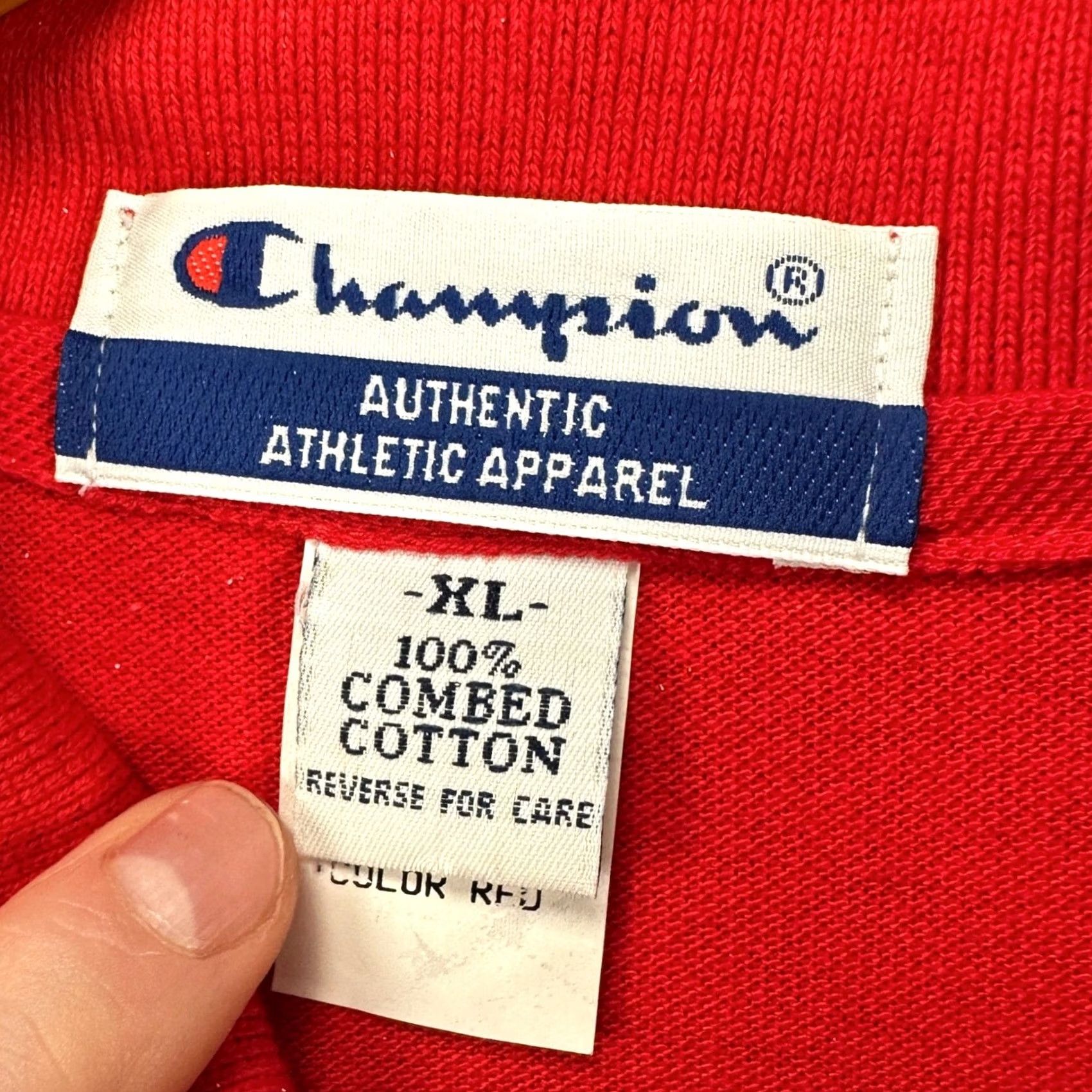 Champion Champion Polo Shirt XL Red Short Sleeve Rugby Casual 100% Cotton Mens Regular Fit Size US XL / EU 56 / 4 - 4 Thumbnail