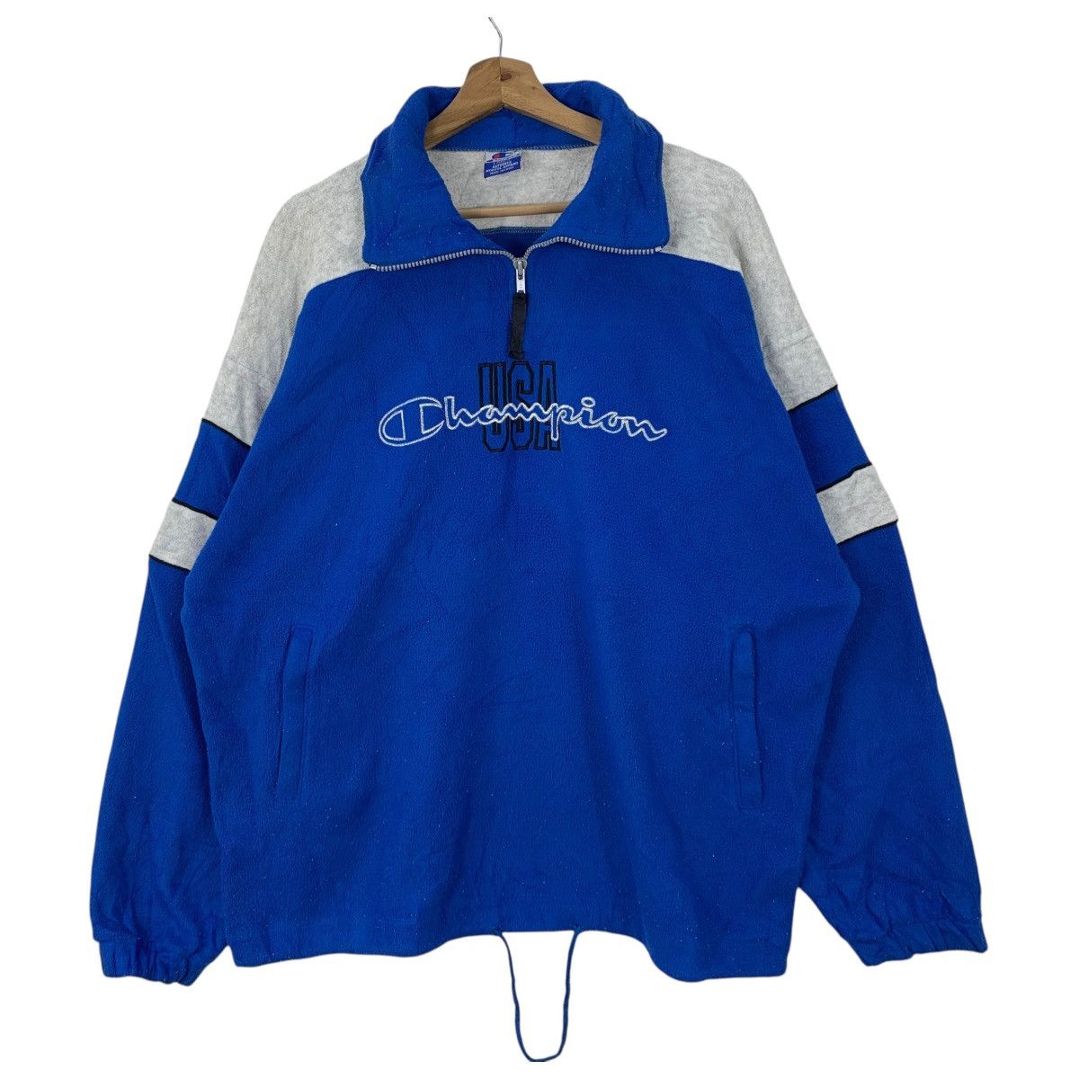 Champion × Vintage Vintage CHAMPION Usa Big Logo Fleece Half Zipper Sweatshirt Size US L / EU 52-54 / 3 - 1 Thumbnail