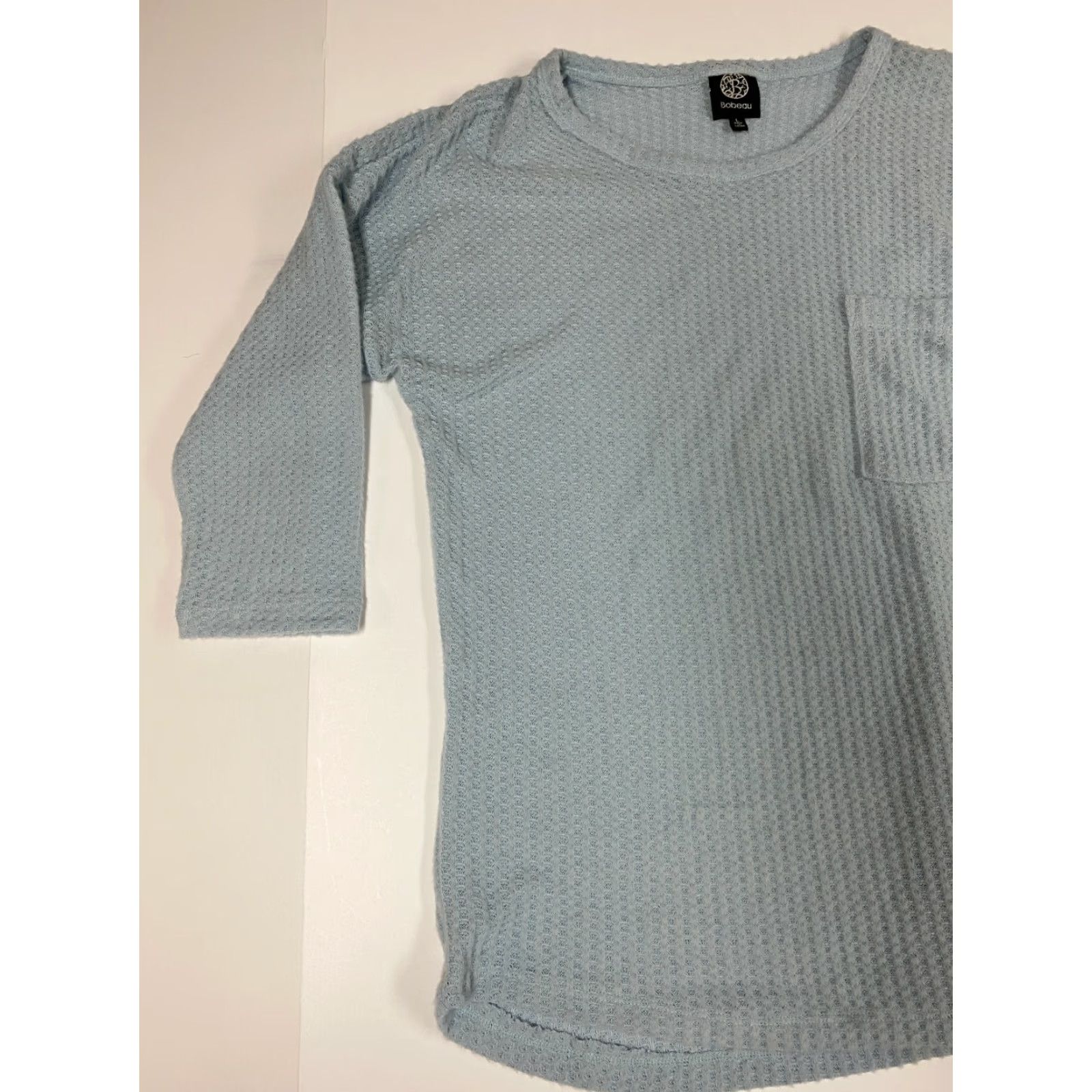 Vintage Bobeau Sweater Womens L blue light pocket stretch Crew Neck 3/4 Sleeve Balloon Knit Embroidered Pullover Regular Size X Size L / US 10 / IT 46 - 3 Thumbnail