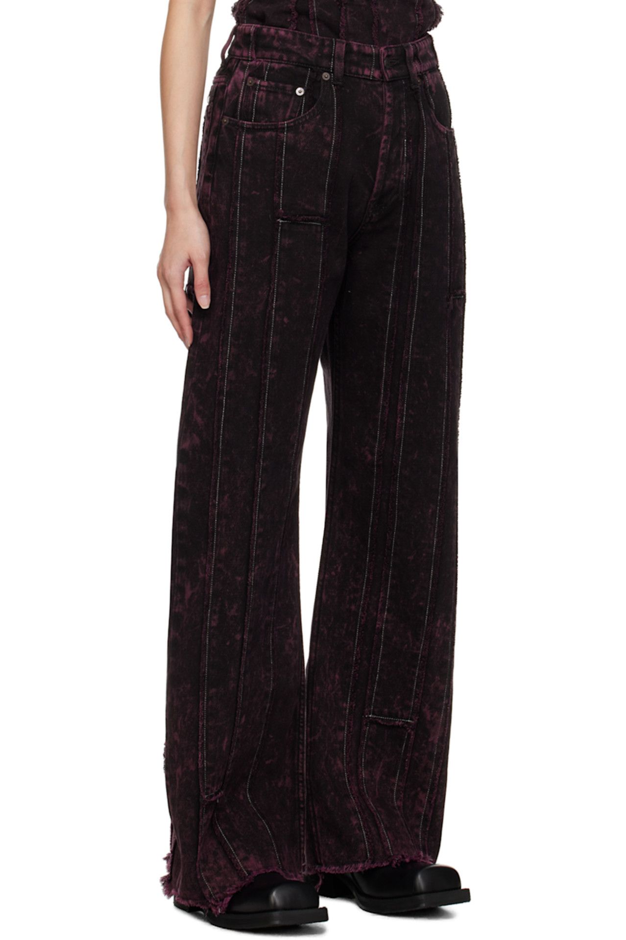 Acne Studios $950 Acne Studios Loose Fit Distressed Striped Jeans Size 27" / US 4 / IT 40 - 3 Thumbnail