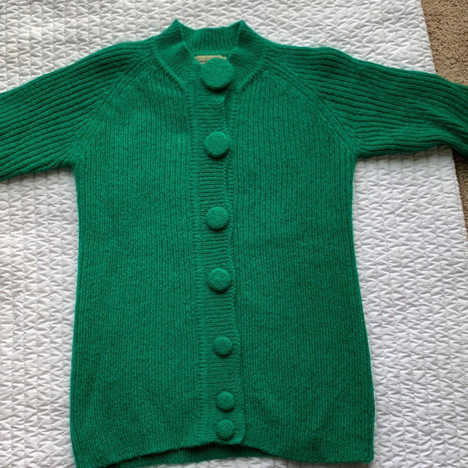 Vintage 80's green mohair blend green cardigan cropped oversized Size S / US 4 / IT 40 - 3 Thumbnail