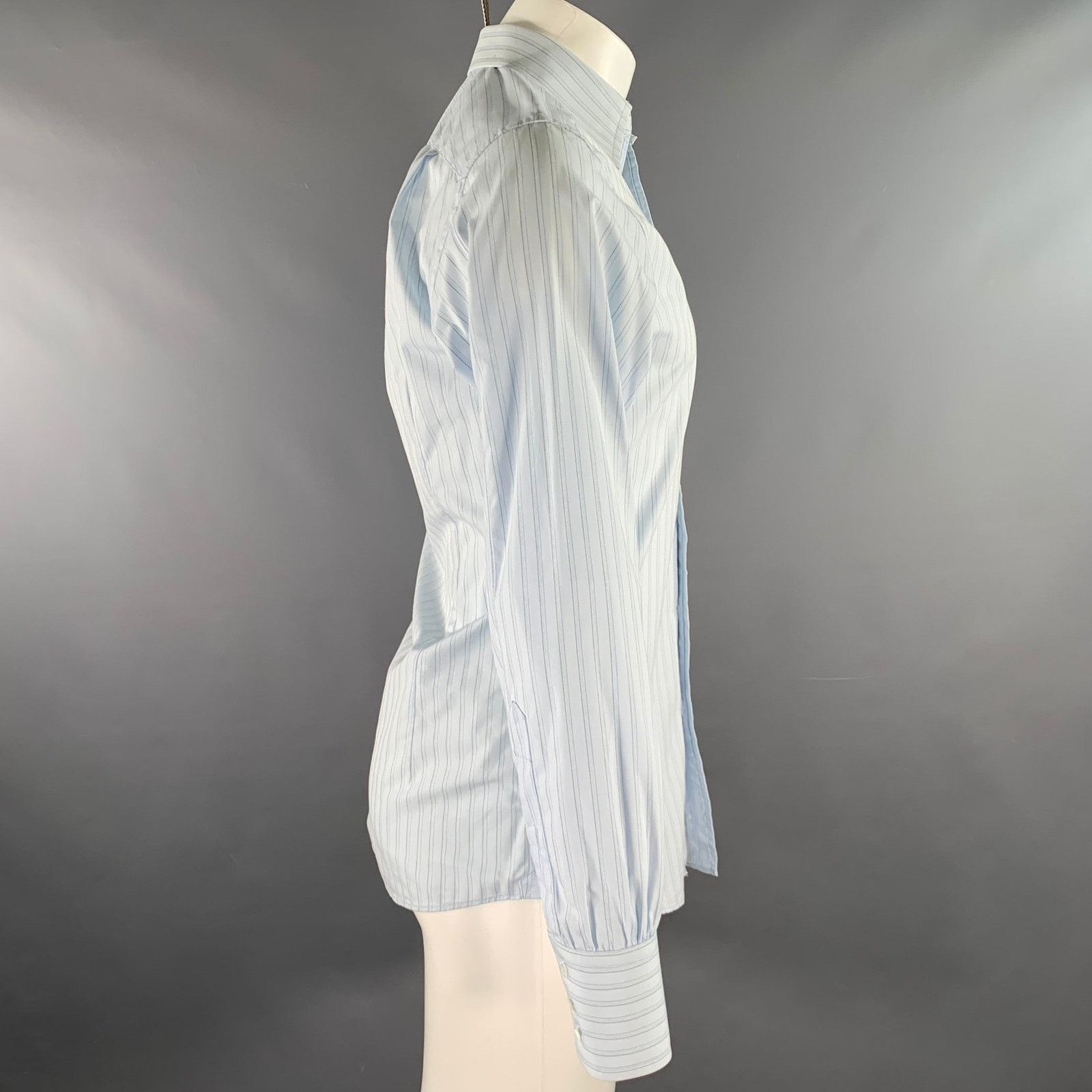 Gucci GUCCI Size S Blue Stripe Cotton Button Up Long Sleeve Shirt Size US S / EU 44-46 / 1 - 3 Thumbnail