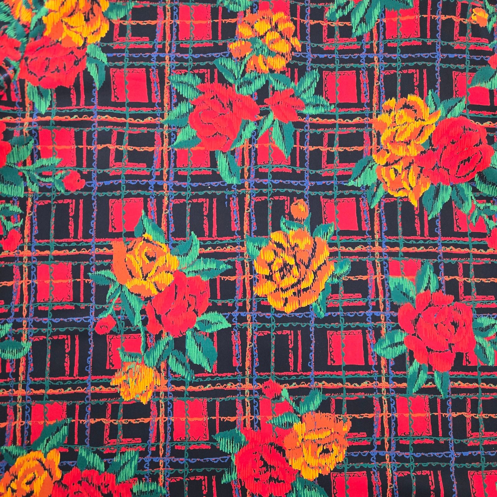 Vintage 80s Floral Plaid Long Sleeve Blouse Size 14 Size XL / US 12-14 / IT 48-50 - 9 Thumbnail